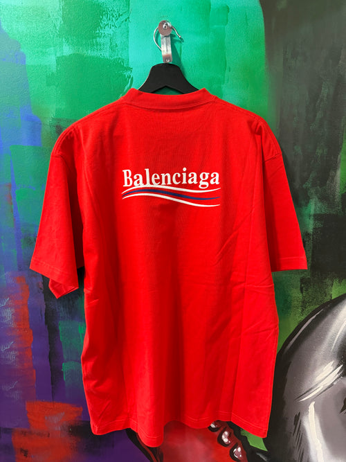 Balenciaga Campaign Logo Red Tee