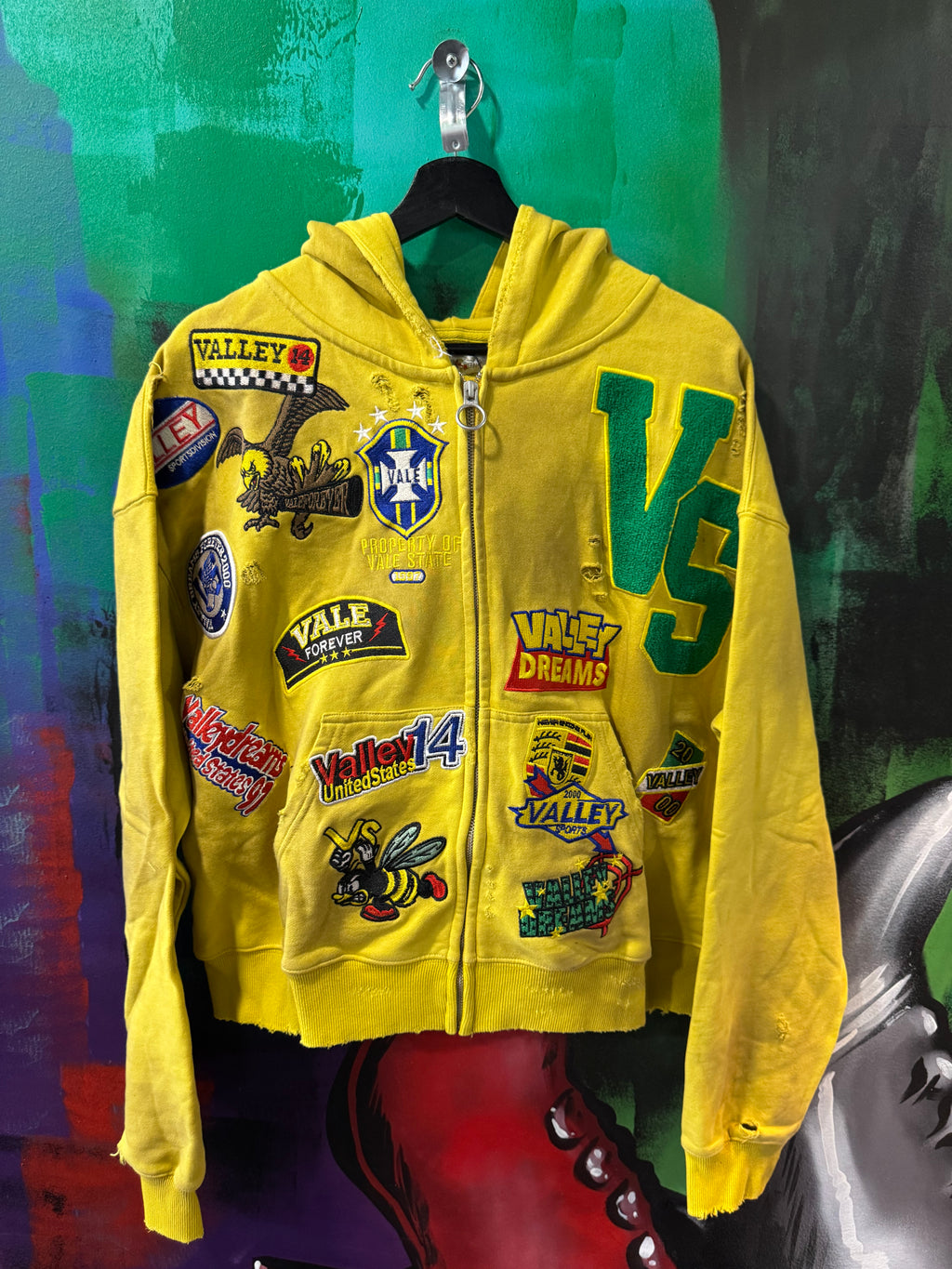 Vale Forever Doodle Yellow Zip Up Hoodie