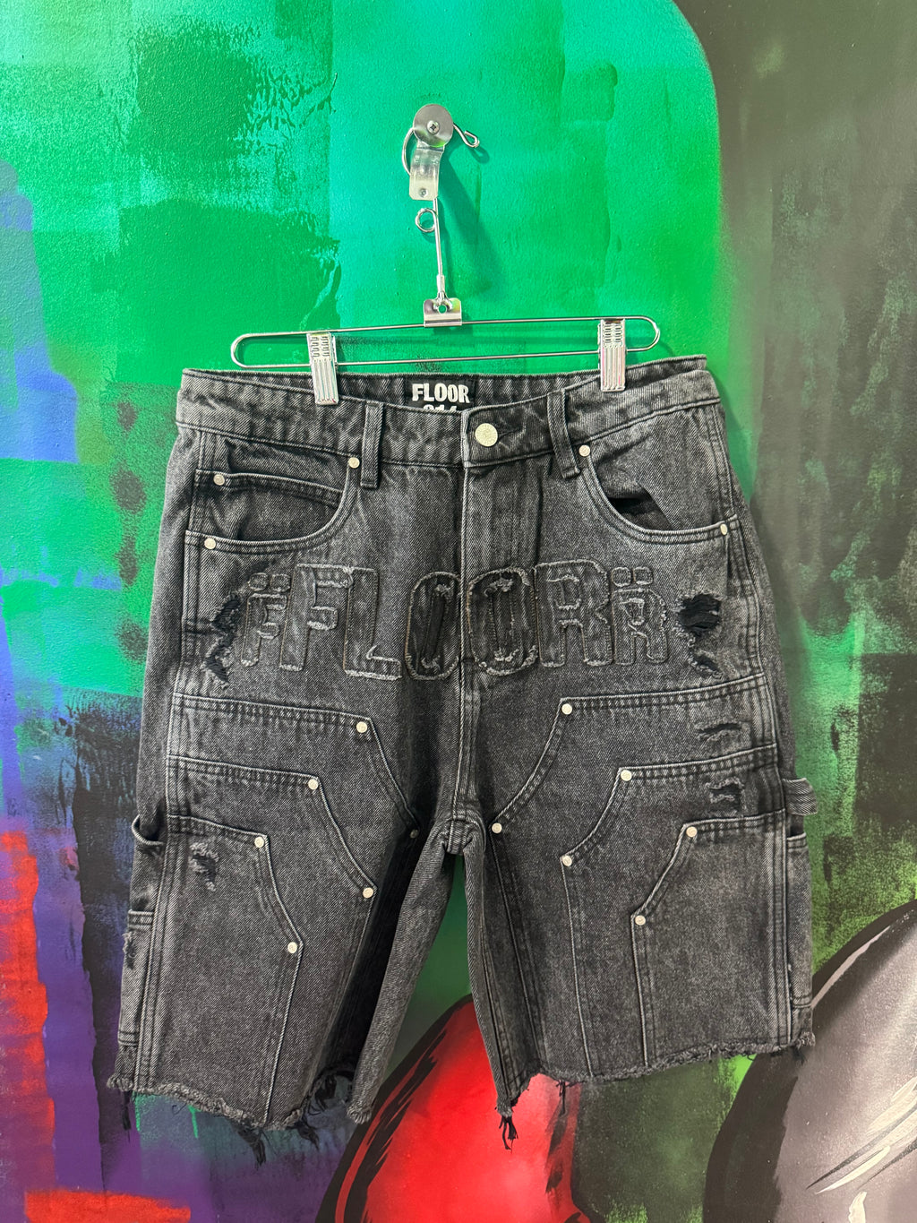 Floor914 Black Wash Workman Jorts