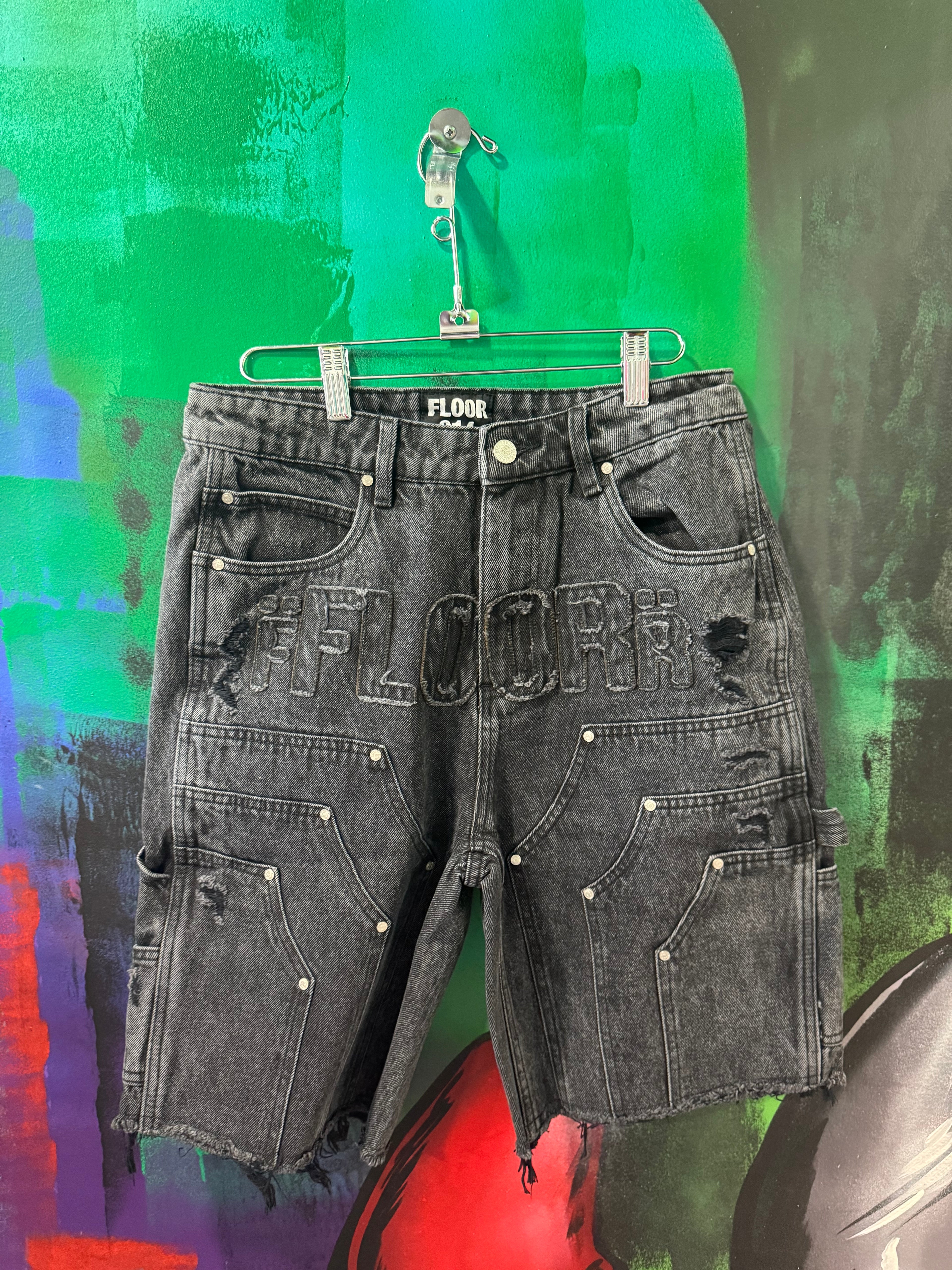Floor914 Black Wash Workman Jorts