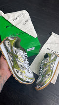 Bottega Veneta Mud Fishnet & Silver Orbit Sneakers