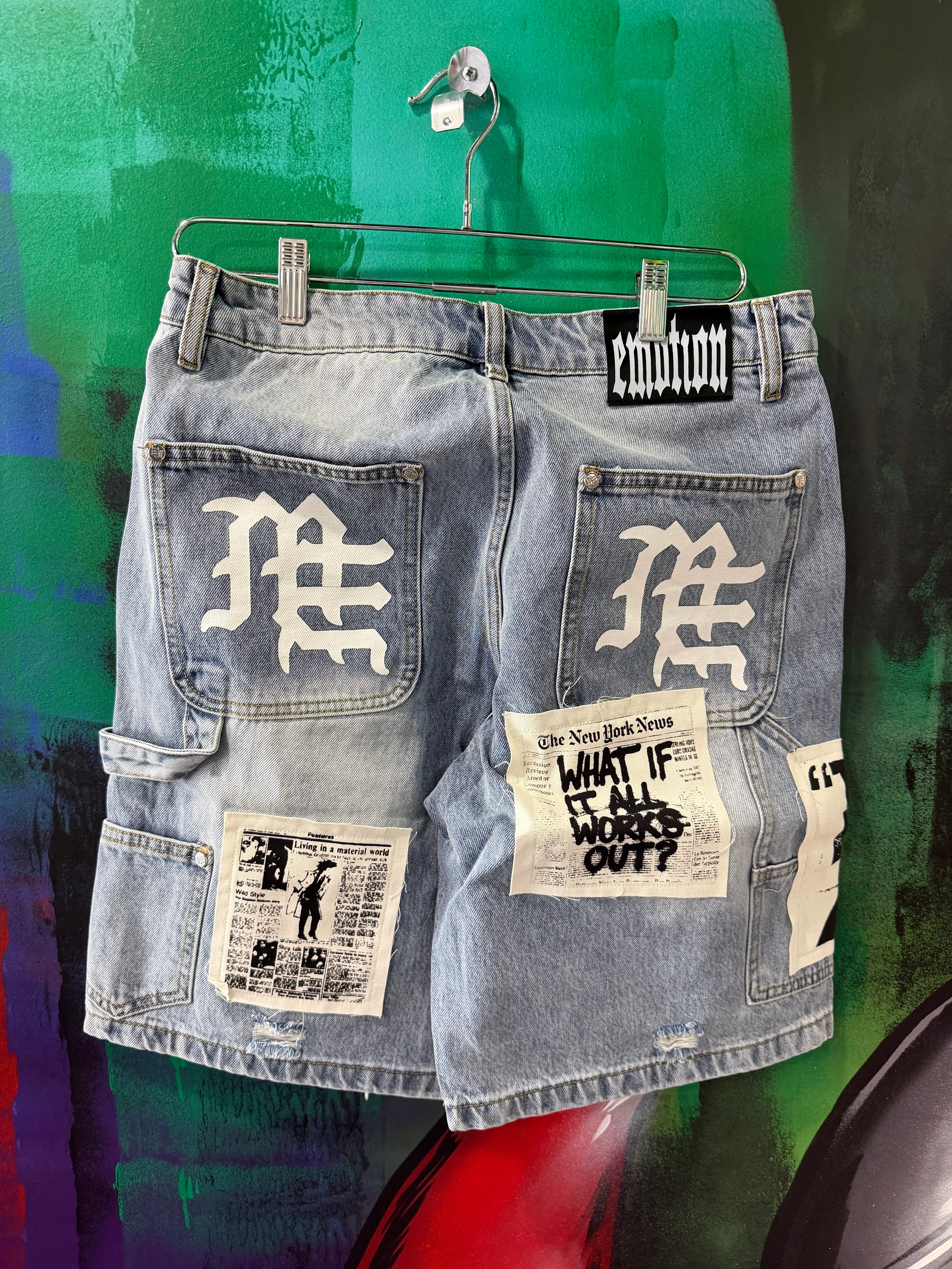 Mixed Emotion Blue AI Denim Shorts