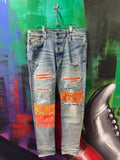 Amiri Blue Vintage Bandana Patch Skinny Jeans