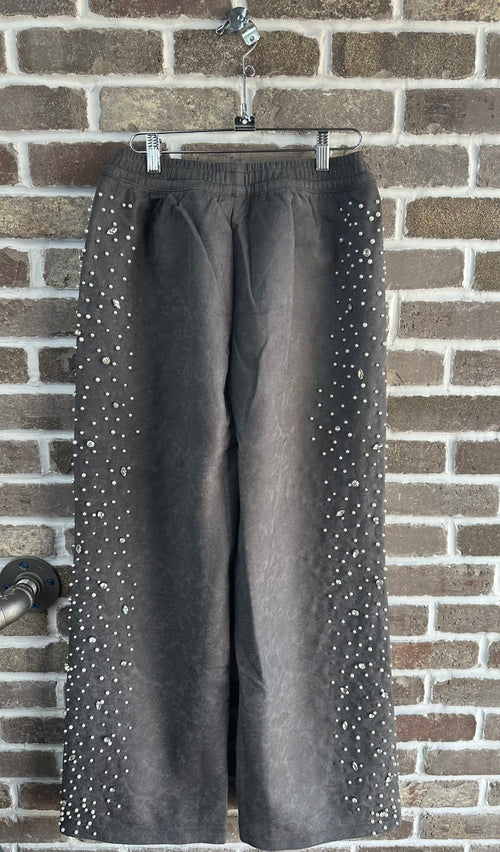 Birth Of Royal Child Black Cashew Blossom Pearl Sweatpants