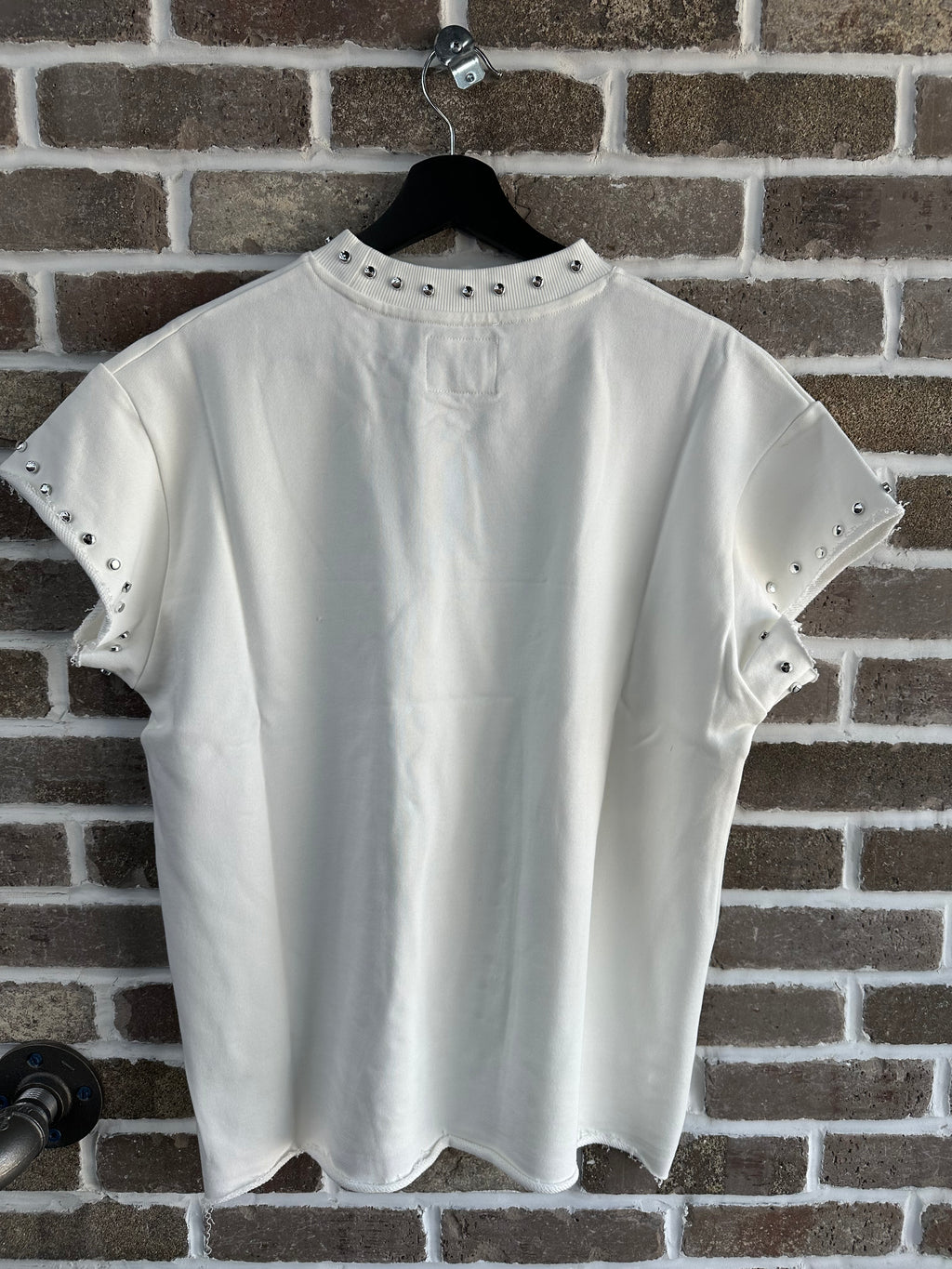 Floor914 Crimson Cutoff White Tee