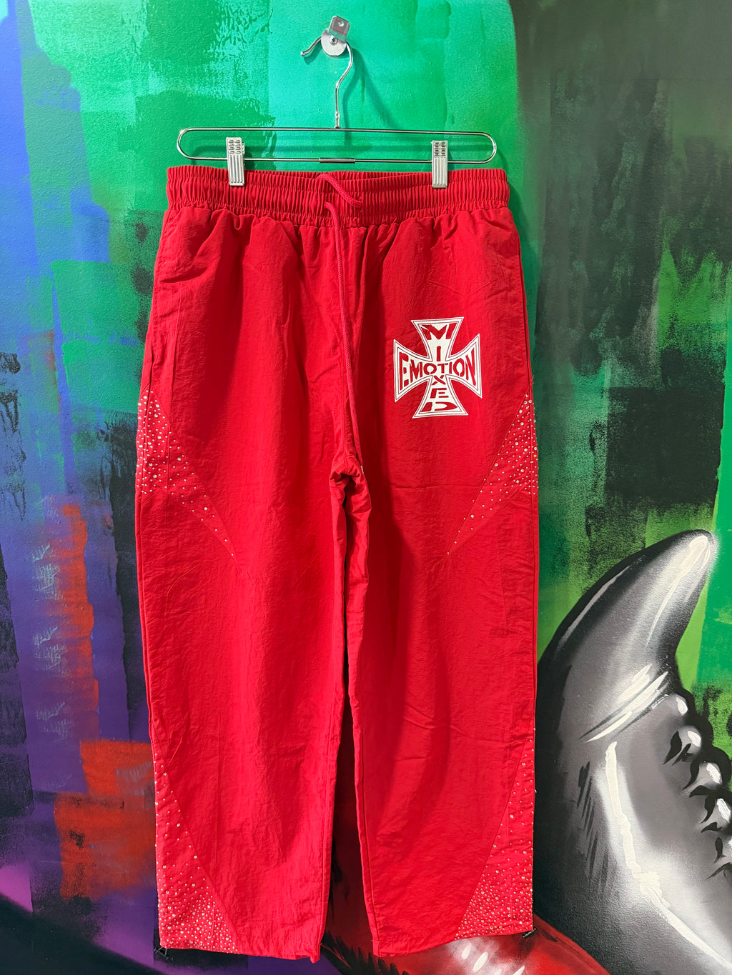 Mixed Emotion Red Classic Nylon Pants