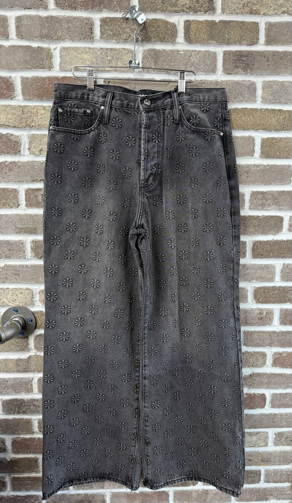 Lost Shdws Embossed Logo Black Denim Jeans