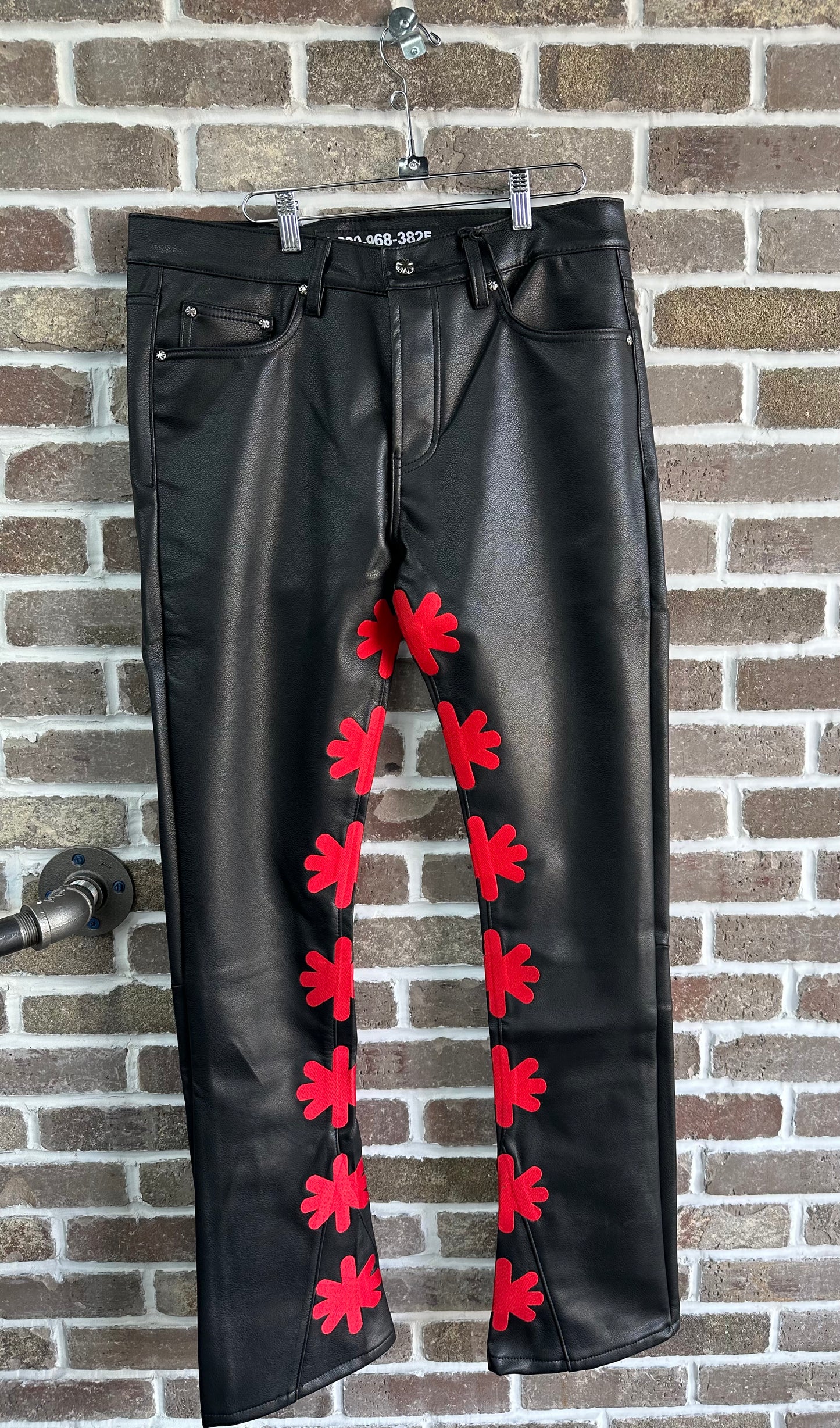 Lost Shdws Black/Red Leather Pants