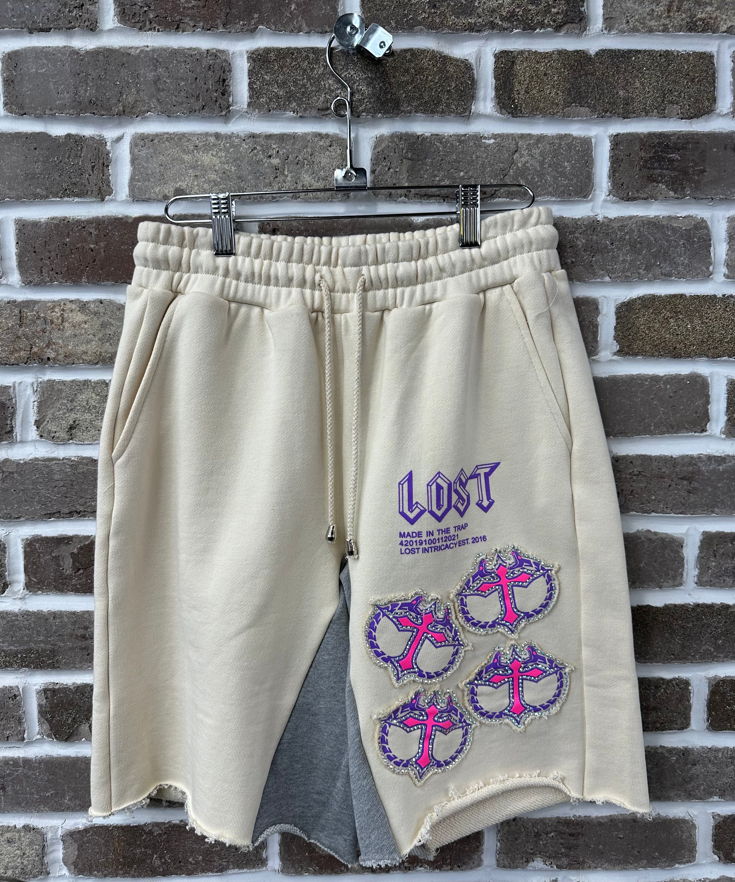 Lost Intricacy Rhinestone Creme/Pink Mitt Shorts