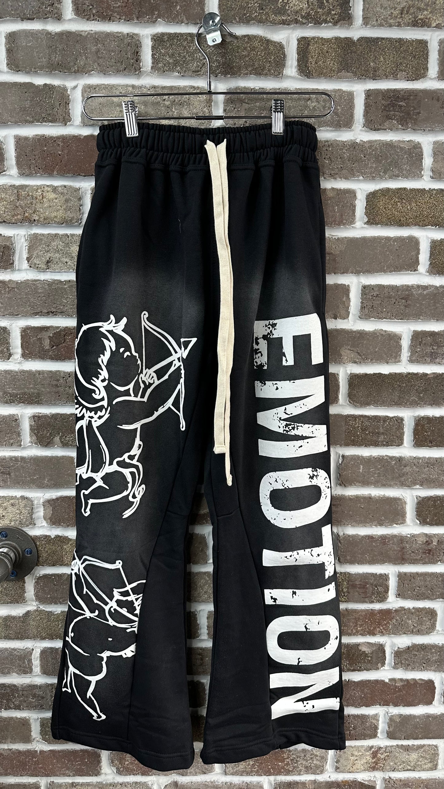 Mixed Emotion Black Cupid Flare Sweatpants