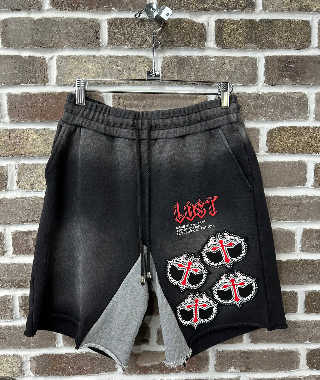 Lost Intricacy Rhinestone Black/Red Mitt Shorts