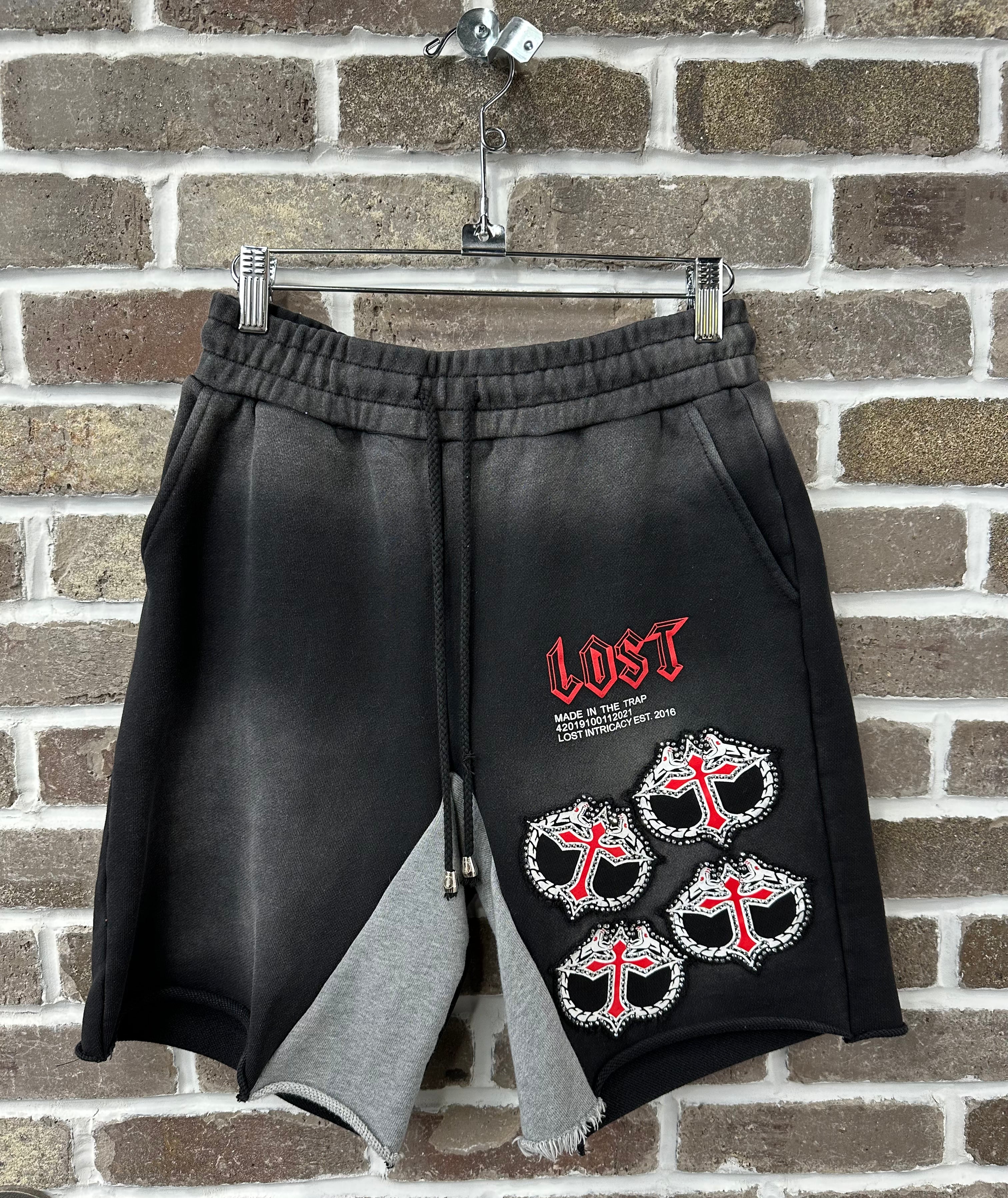 Lost Intricacy Rhinestone Black/Red Mitt Shorts