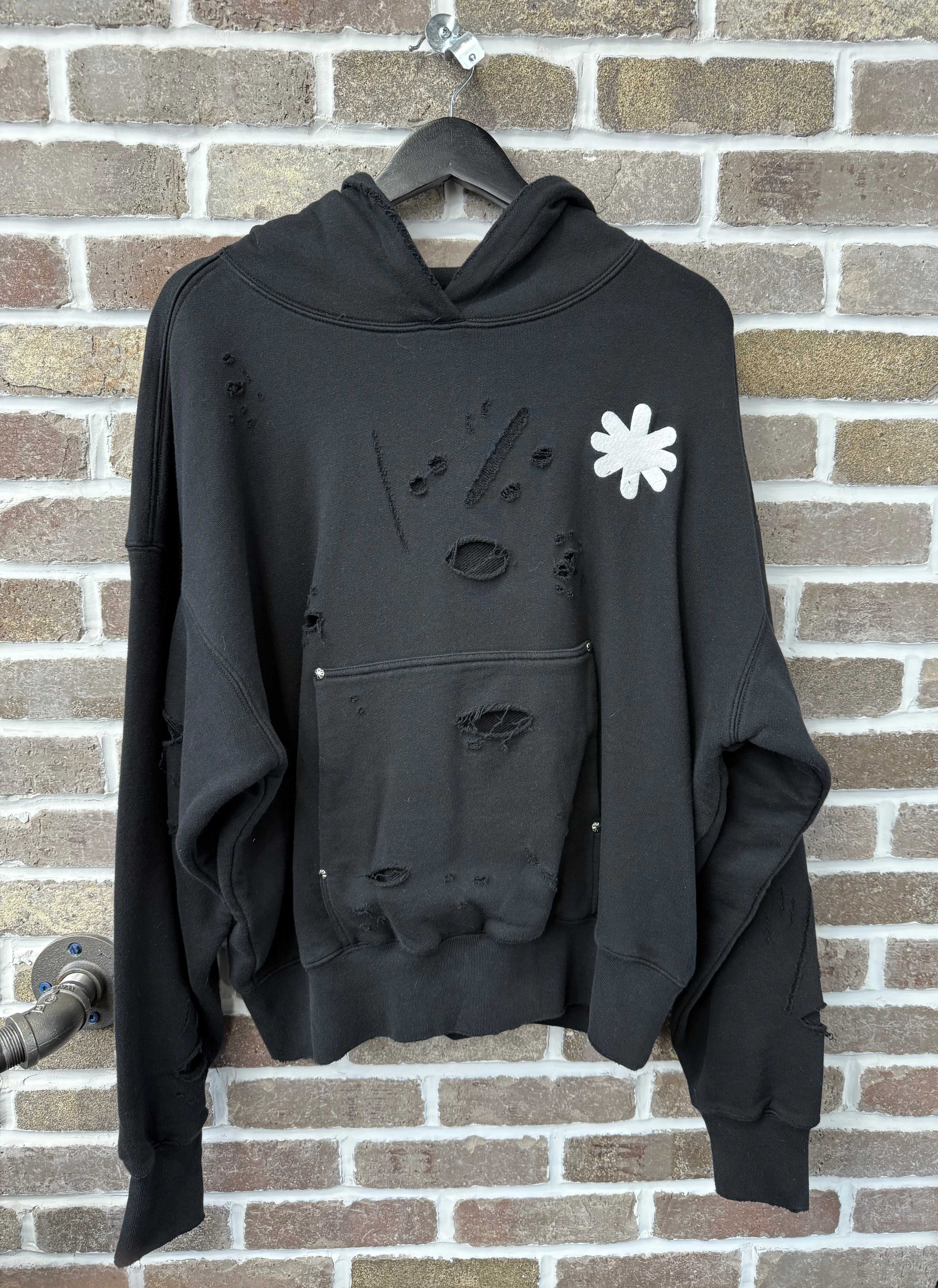 Lost Shdws Distressed Logo Hoodie Black
