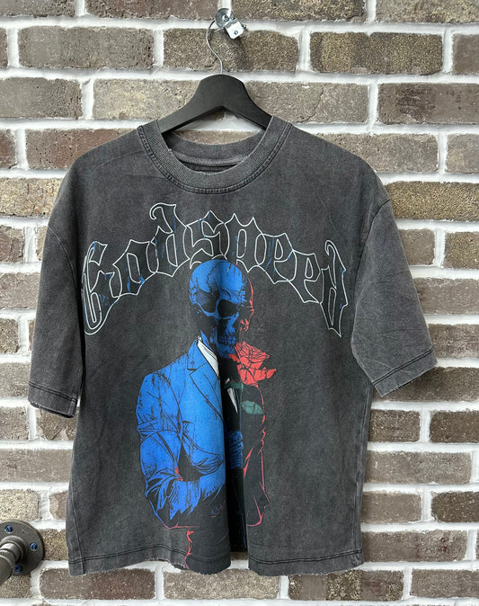 Godspeed Smell The Roses Grey Wash Tee