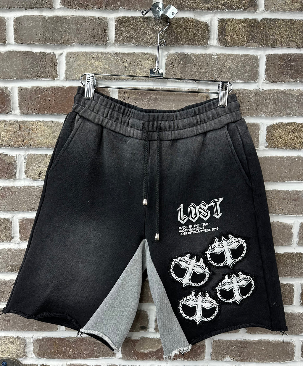 Lost Intricacy Rhinestone Black/White Mitt Shorts