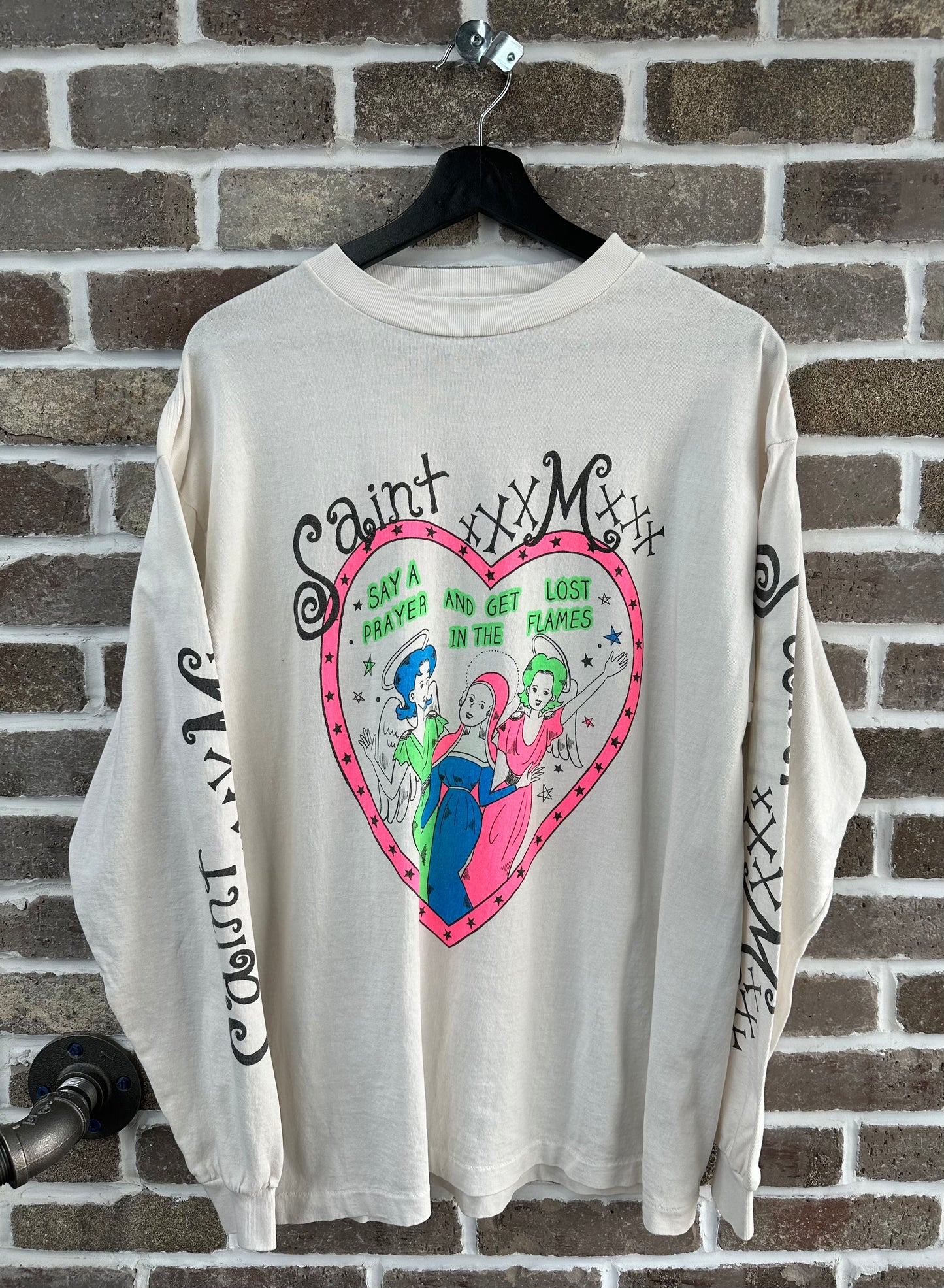 Saint Michael Say a Prayer and Get Lost in the Flames Longsleeve White