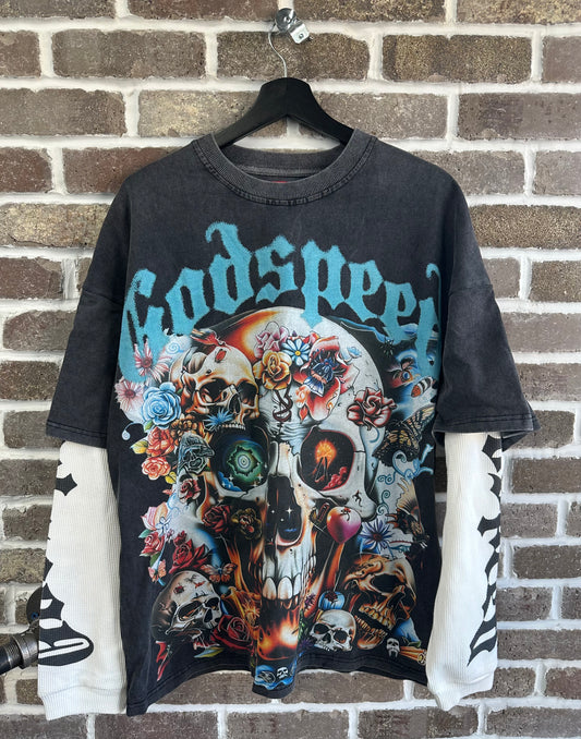 Godspeed Eternal Dream Layered Shirt Grey Wash Shirt