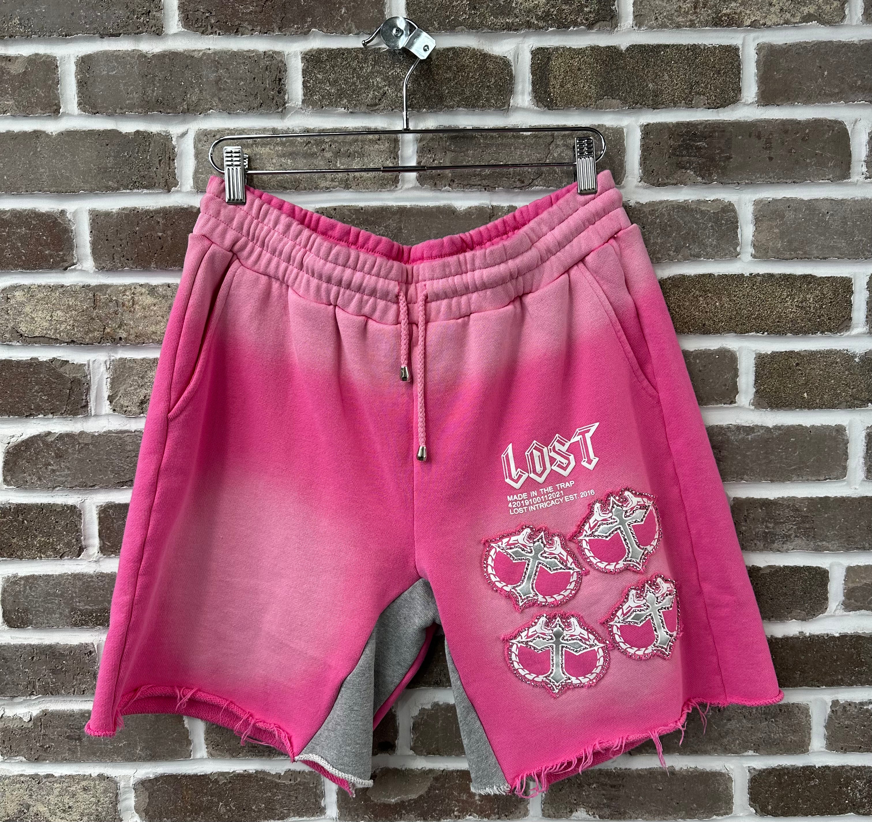 Lost Intricacy Rhinestone Pink Mitt Shorts