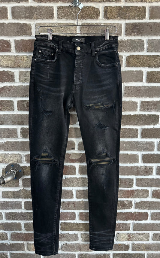 Amiri MX1 Black Camo Patch Jeans