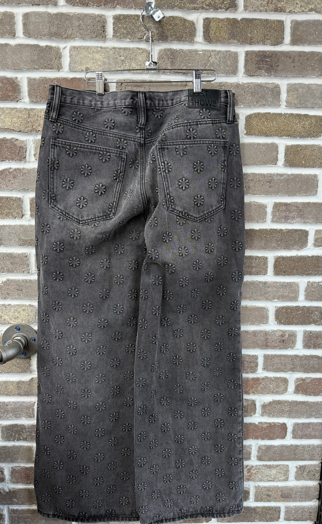 Lost Shdws Embossed Logo Black Denim Jeans