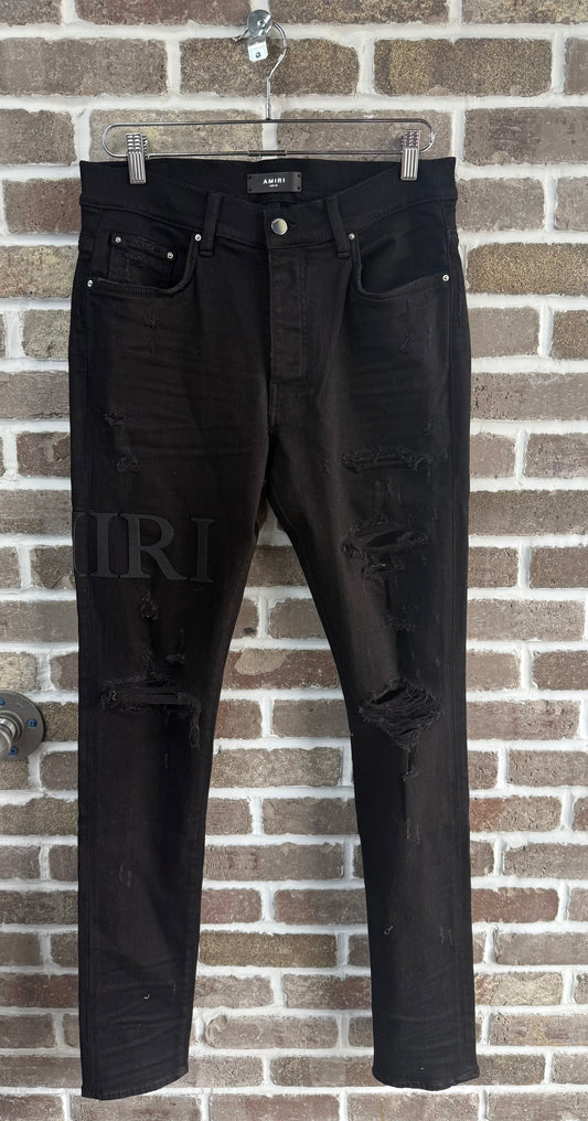 Amiri Serif Side Logo Black Jeans