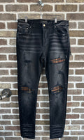 Amiri MX1 Brown Plaid Patch Jeans