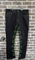 Lost Shdws Neon Green Outline Denim Jeans