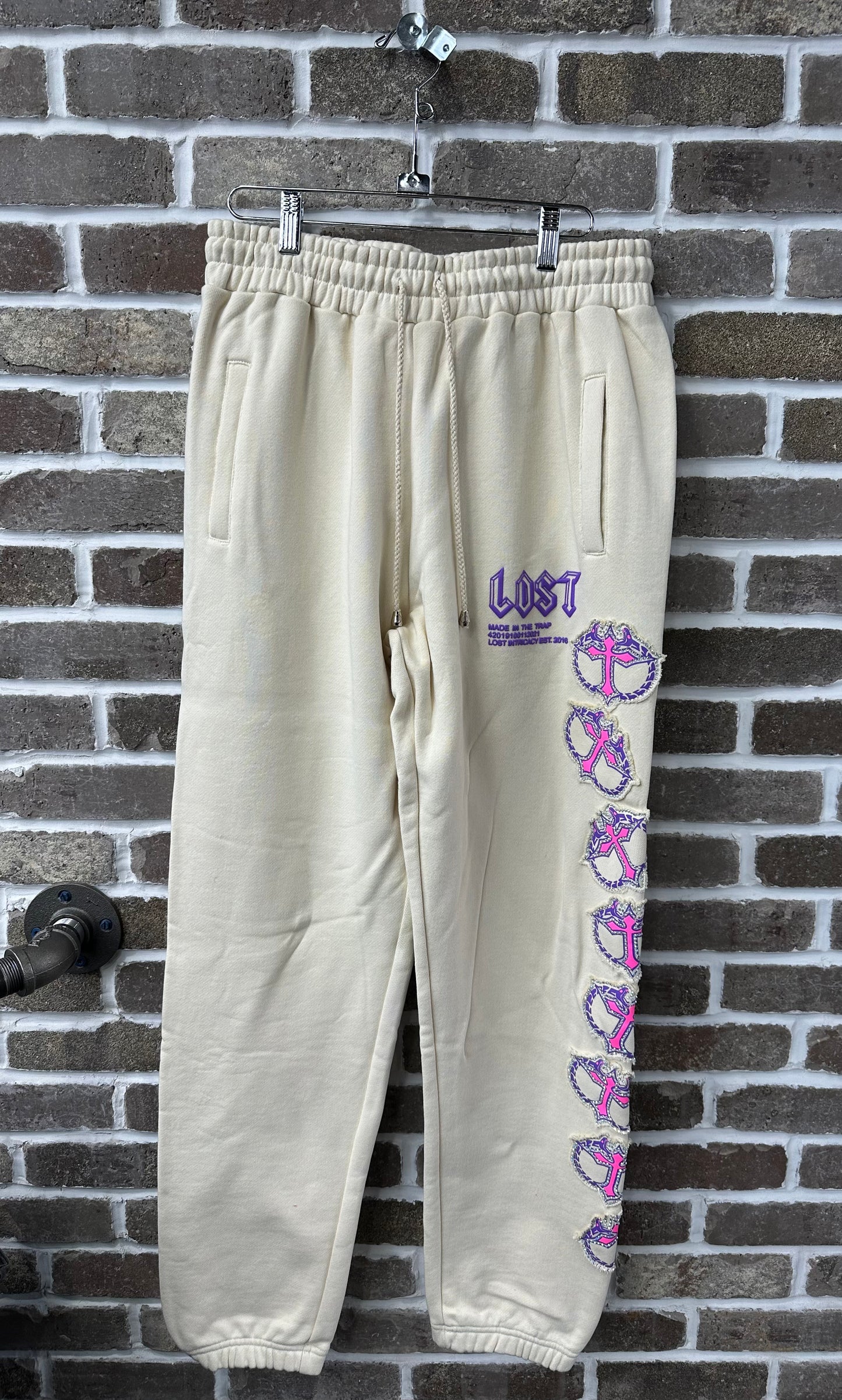 Lost Intricacy Creme/Pink Sweatpants