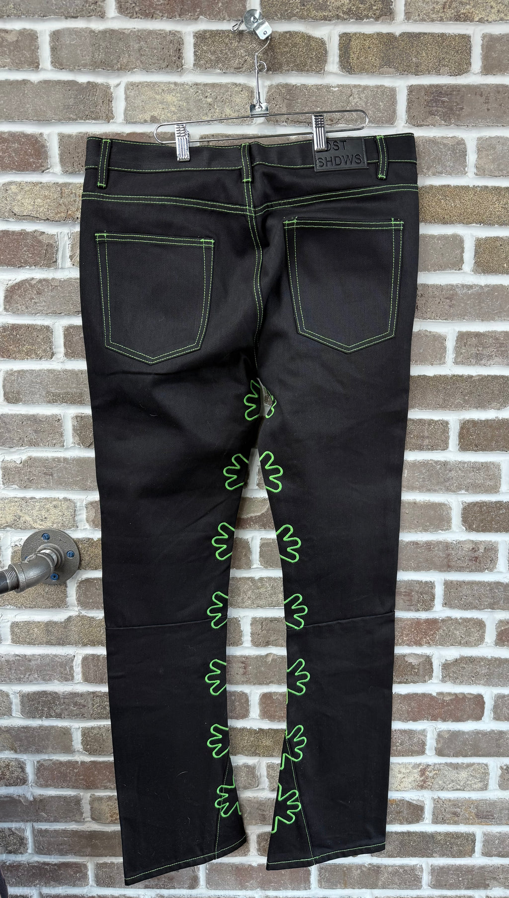 Lost Shdws Neon Green Outline Denim Jeans