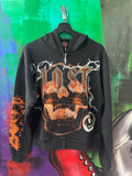 Lost Intricacy Skull Bound Orange Print Black Zip Up Hoodie
