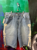 Kapital Bone Embroidery Light Wash Jean Shorts