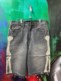 Kapital Bone Embroidery Black Wash Jean Shorts