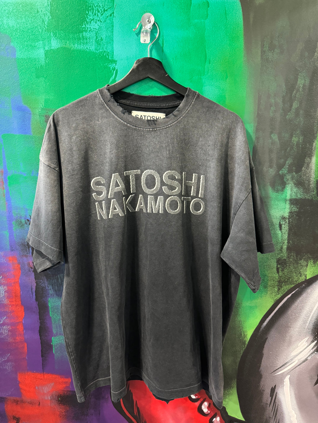 Satoshi Nakamoto "Shadow Logo" Black Wash Tee