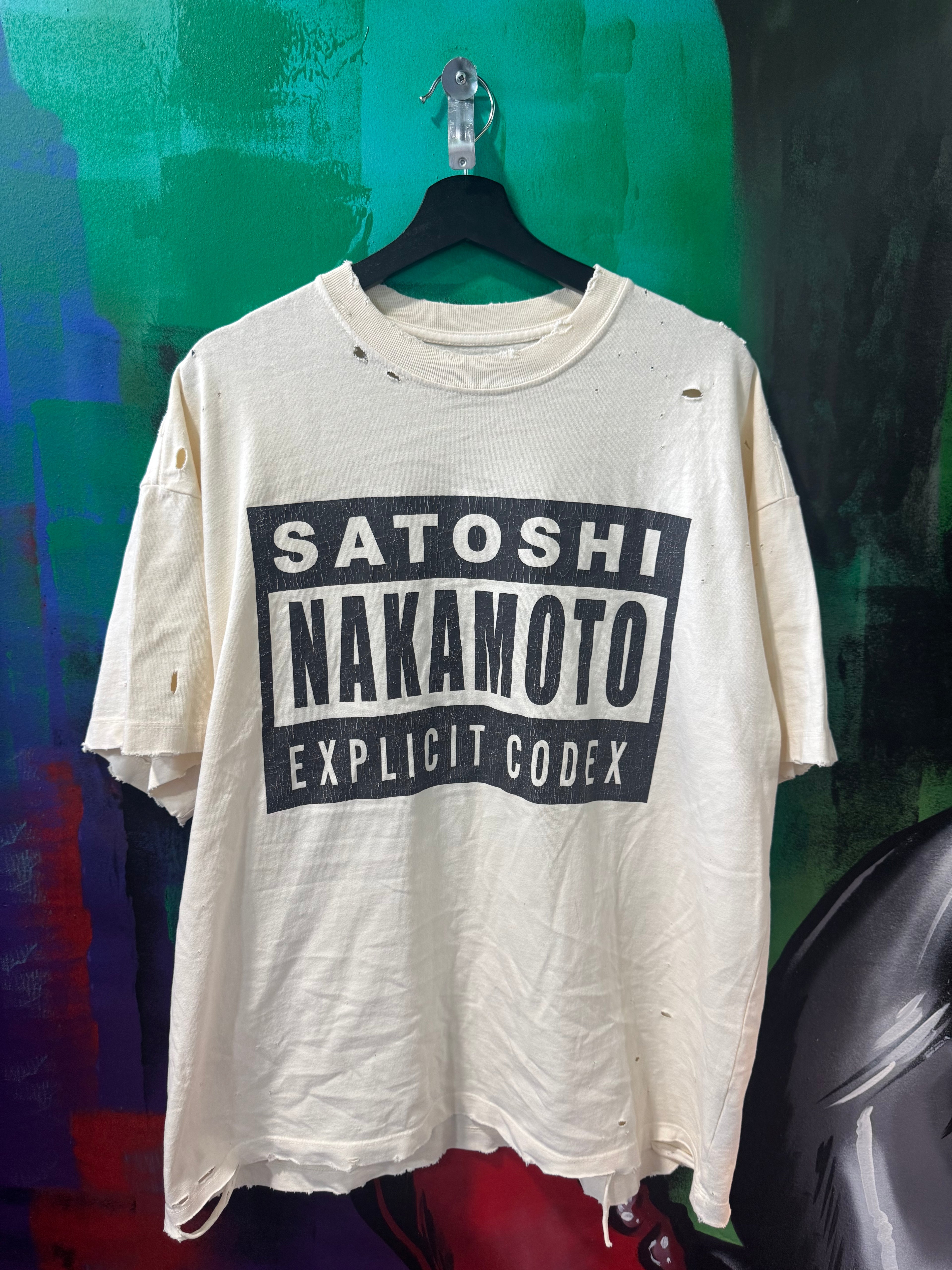 Satoshi Nakamoto "Explicit Codex" White & Black Tee