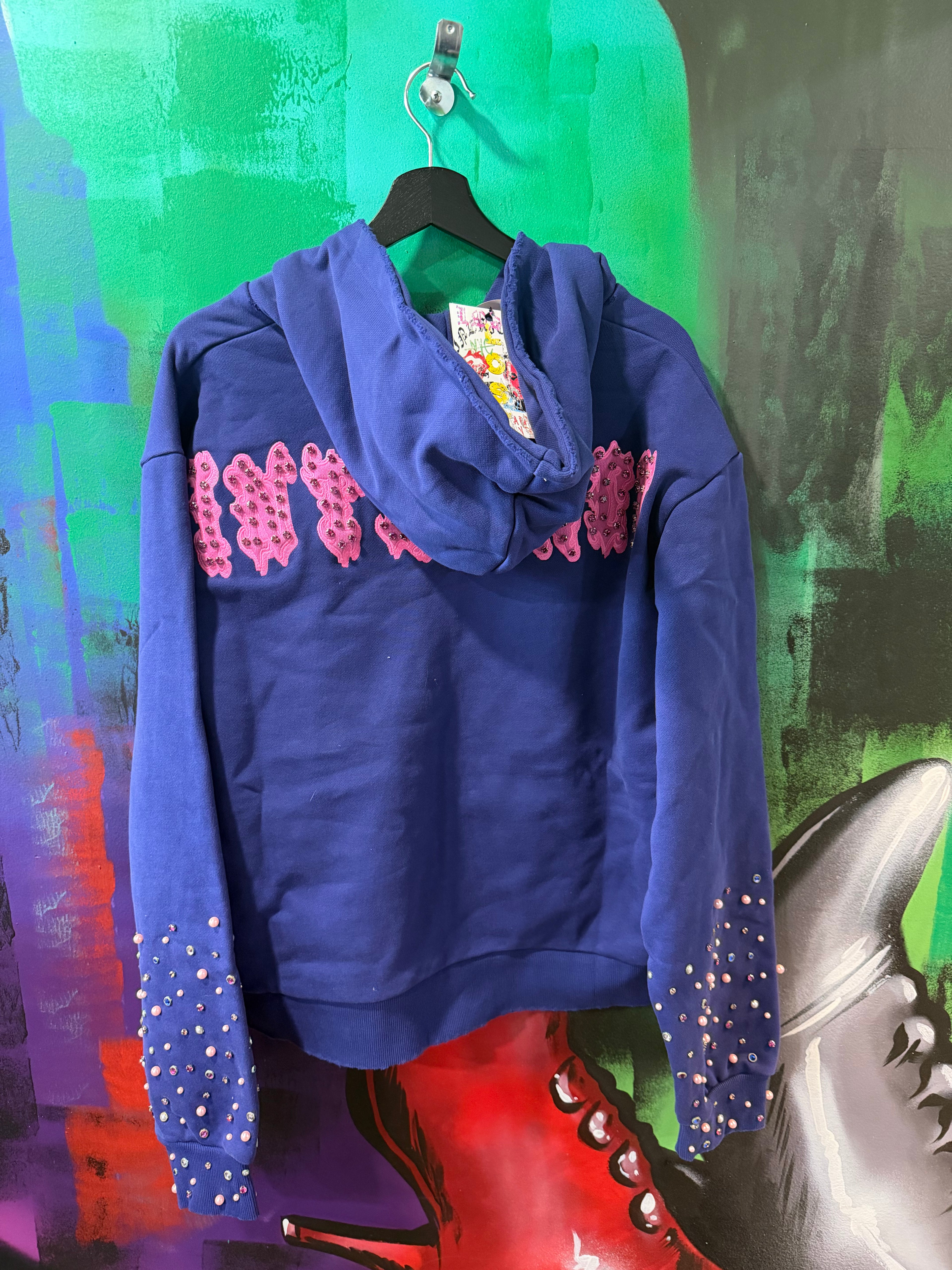 Lost Intricacy Patch Navy & Pink Zip Up Hoodie