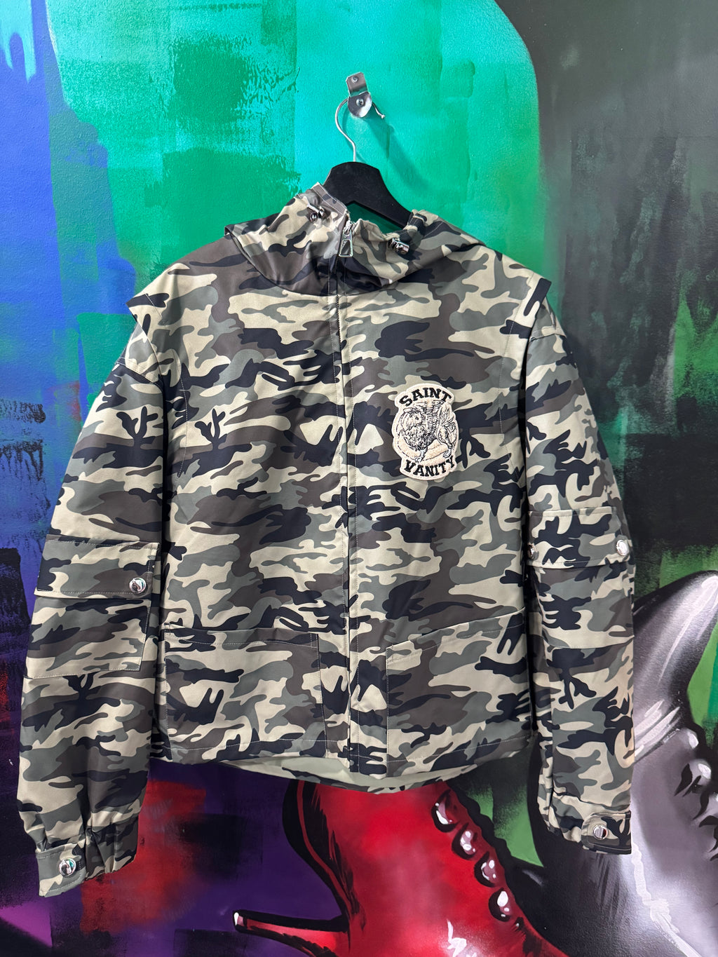 Saint Vanity Camo Green Nylon Jacket