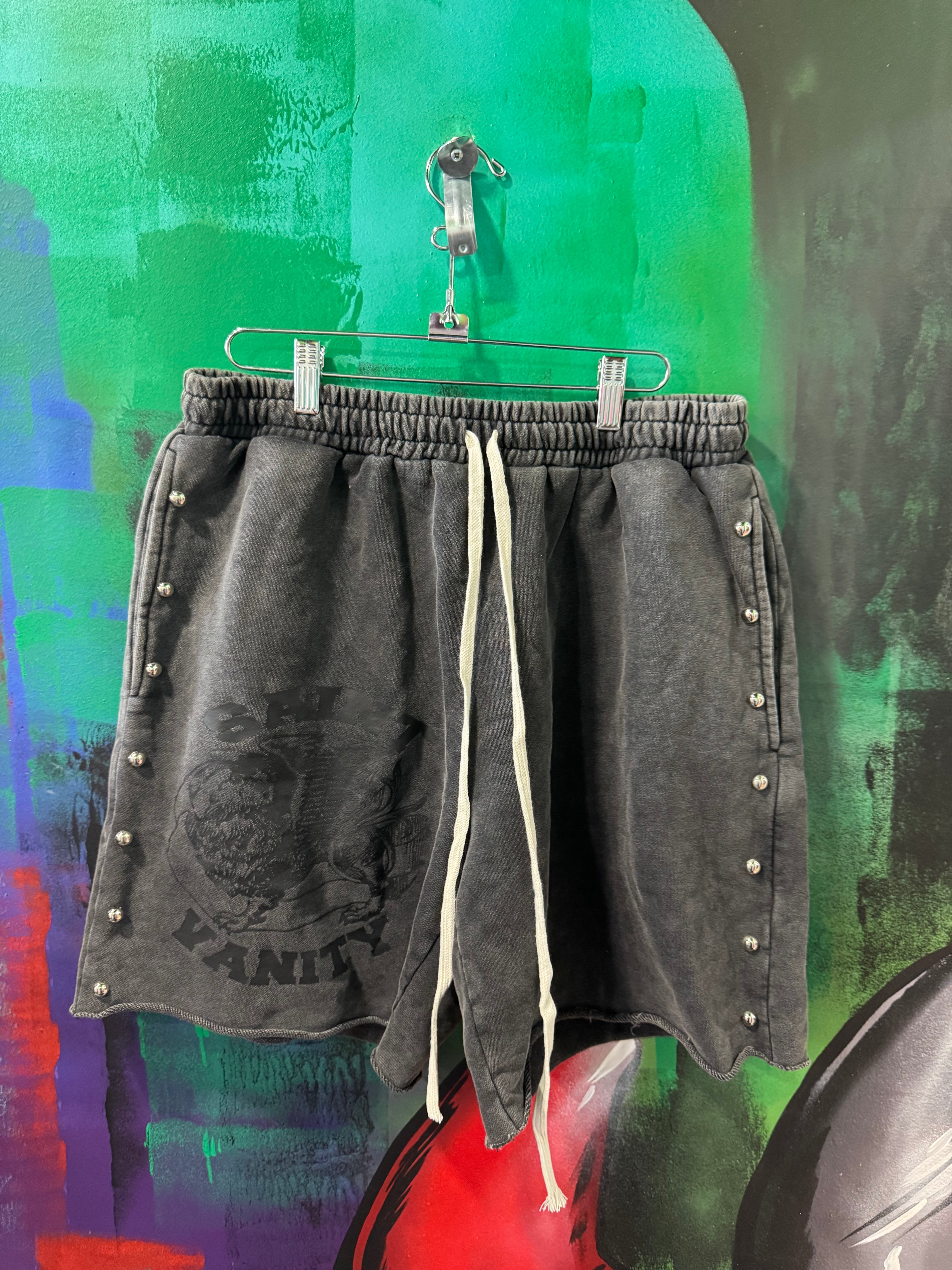 Saint Vanity Terry Cloth Black Studded Shorts