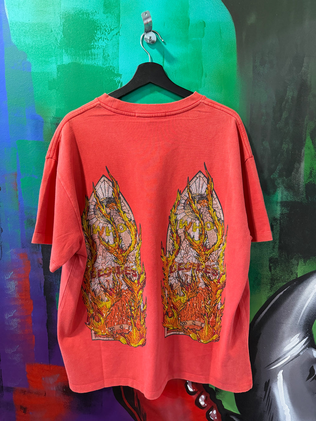 Who Decides War Flame Glass Rhinestone Red Tee