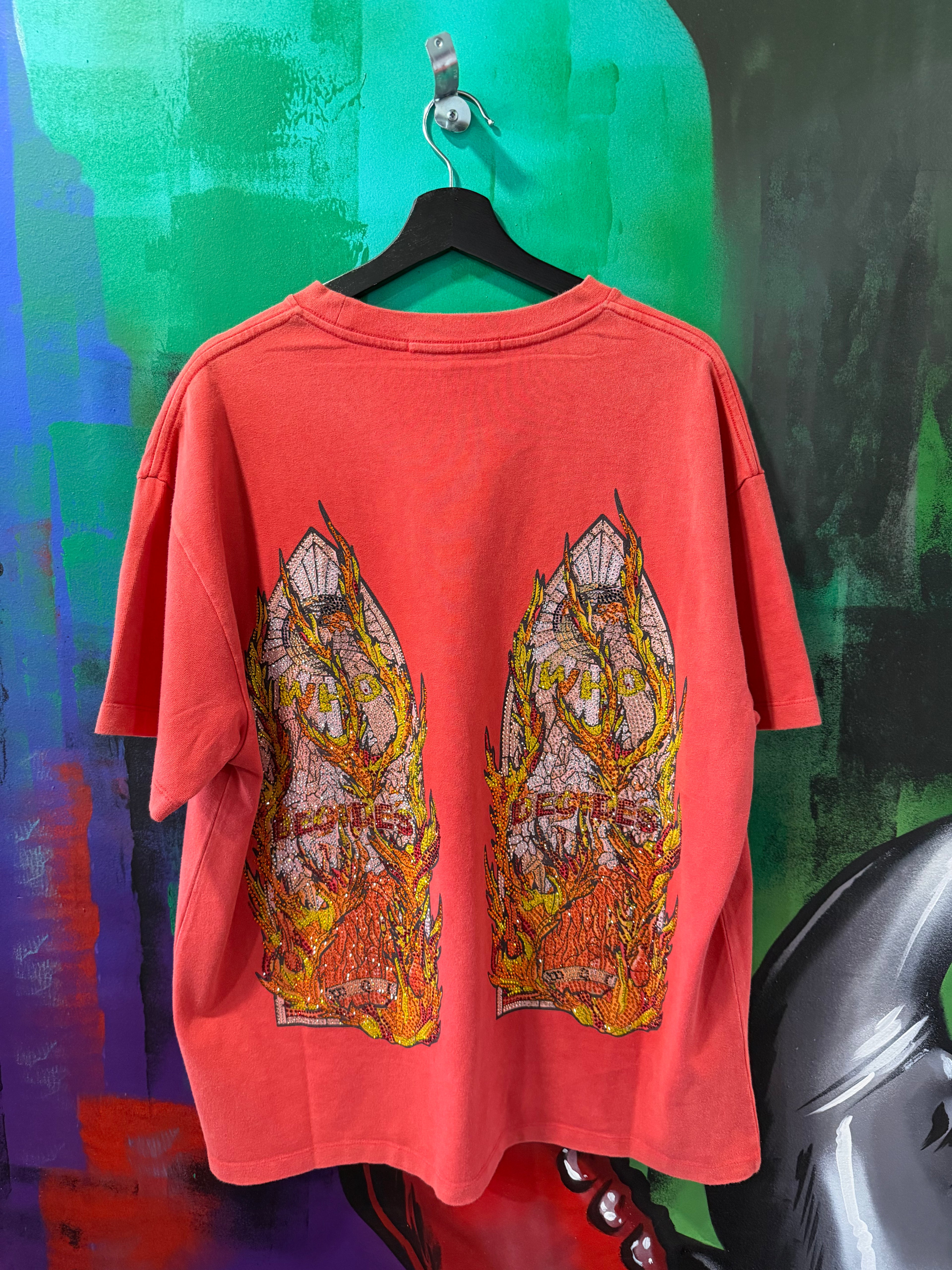 Who Decides War Flame Glass Rhinestone Red Tee