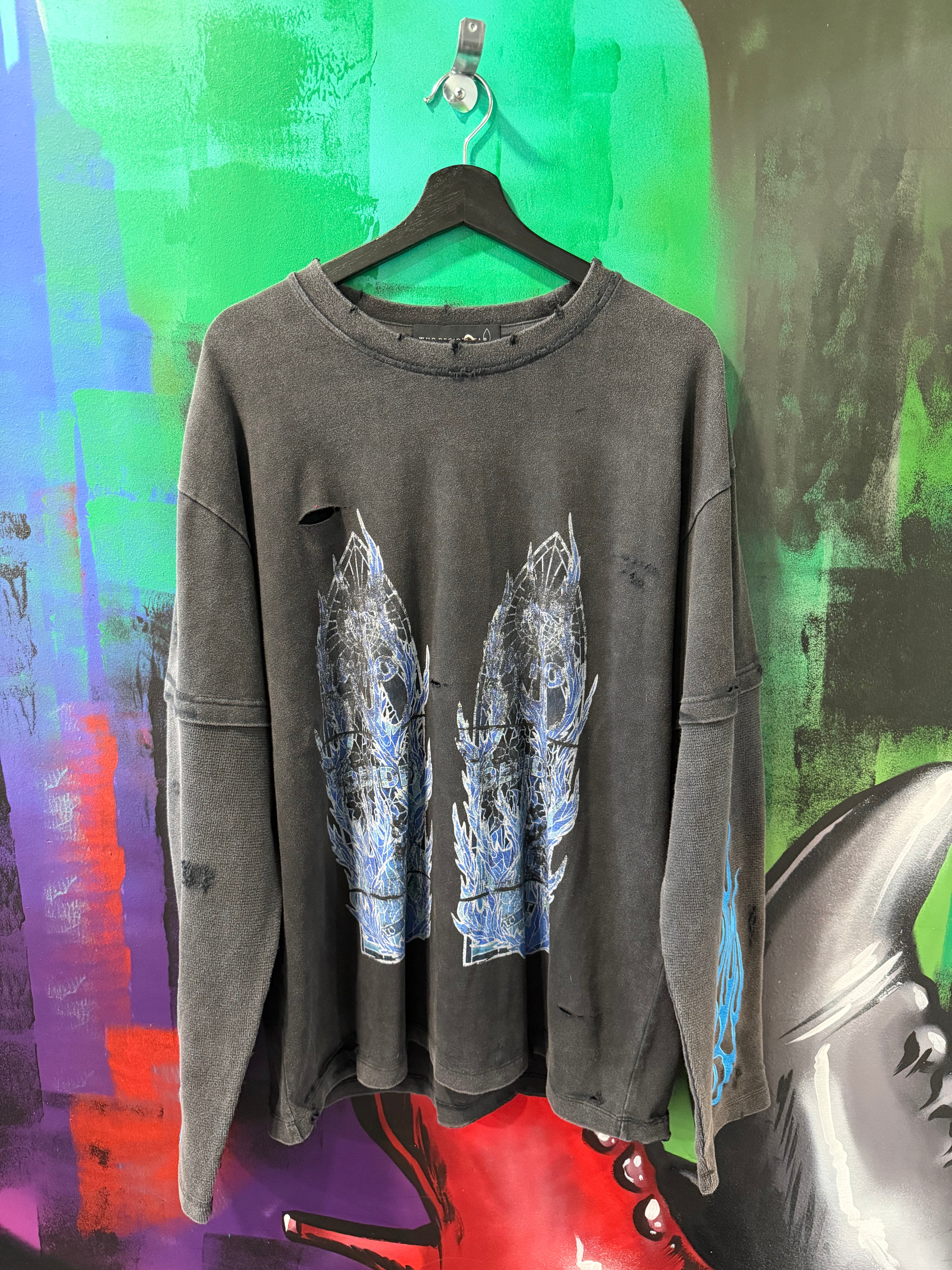 Who Decides War Flame Glass Black & Blue Thermal Longsleeve