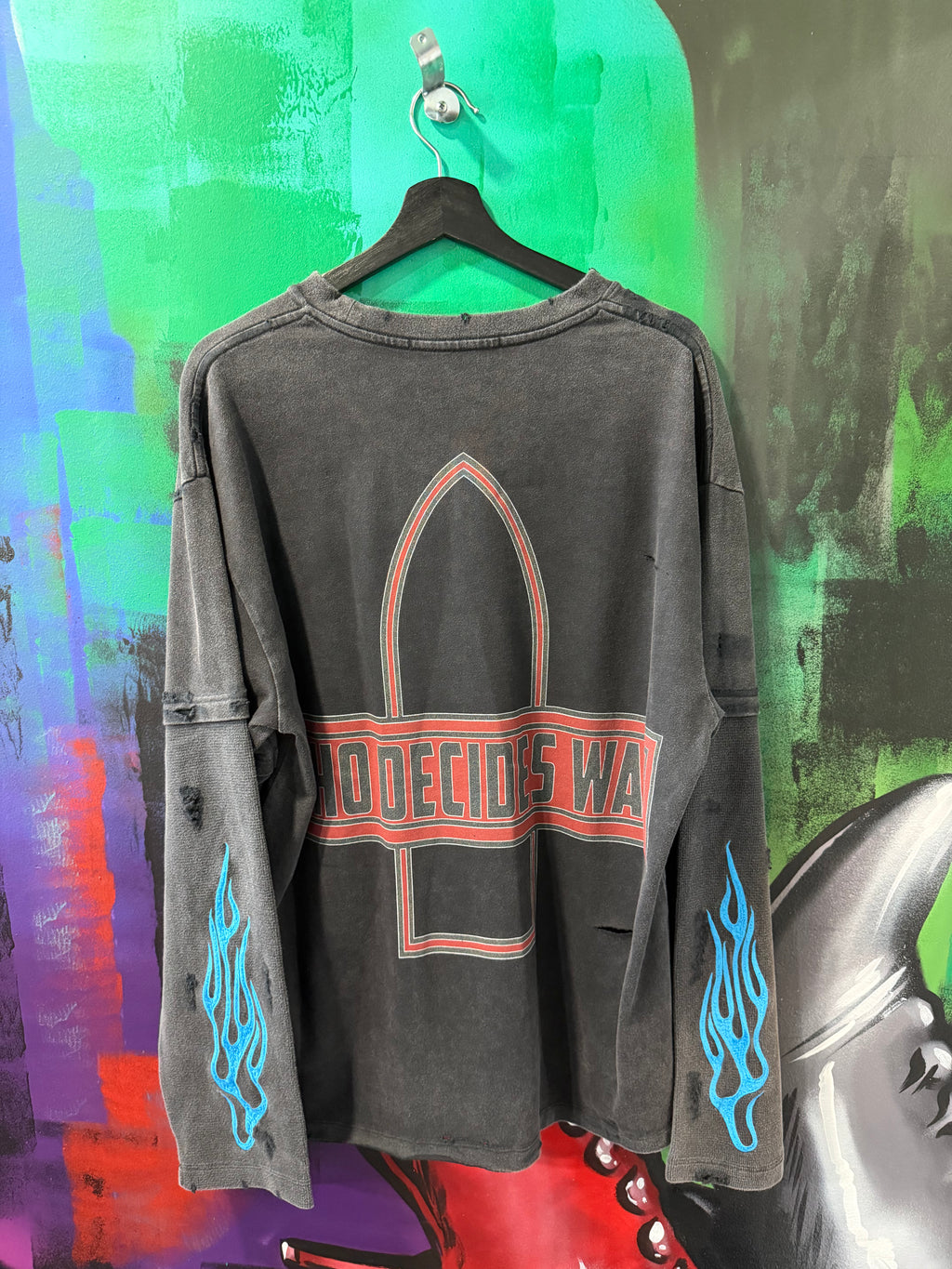 Who Decides War Flame Glass Black & Blue Thermal Longsleeve