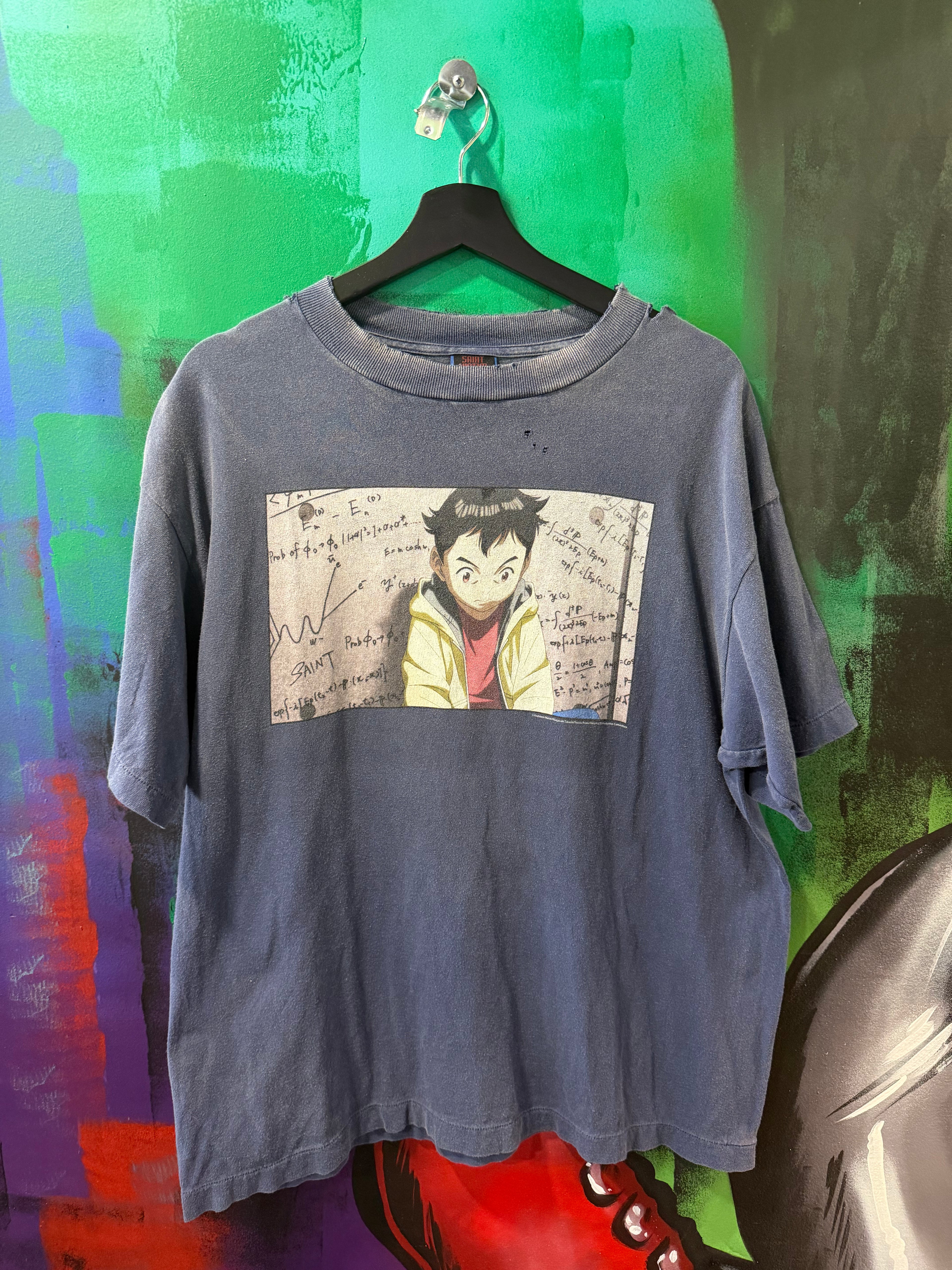 Saint Michael Distressed Pluto Navy Tee
