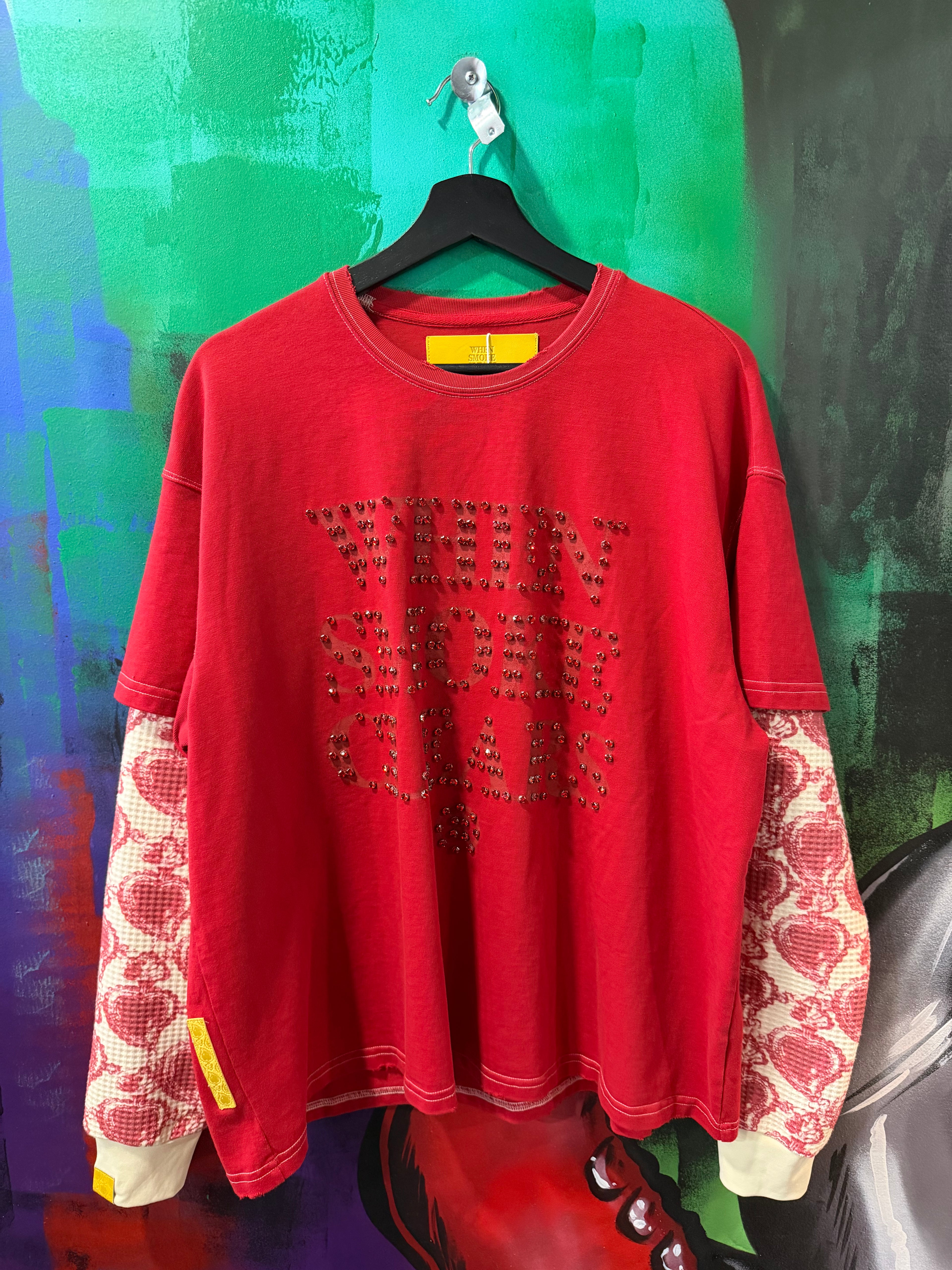 When Smoke Clears Diamond Logo Thermal Red Longsleeve