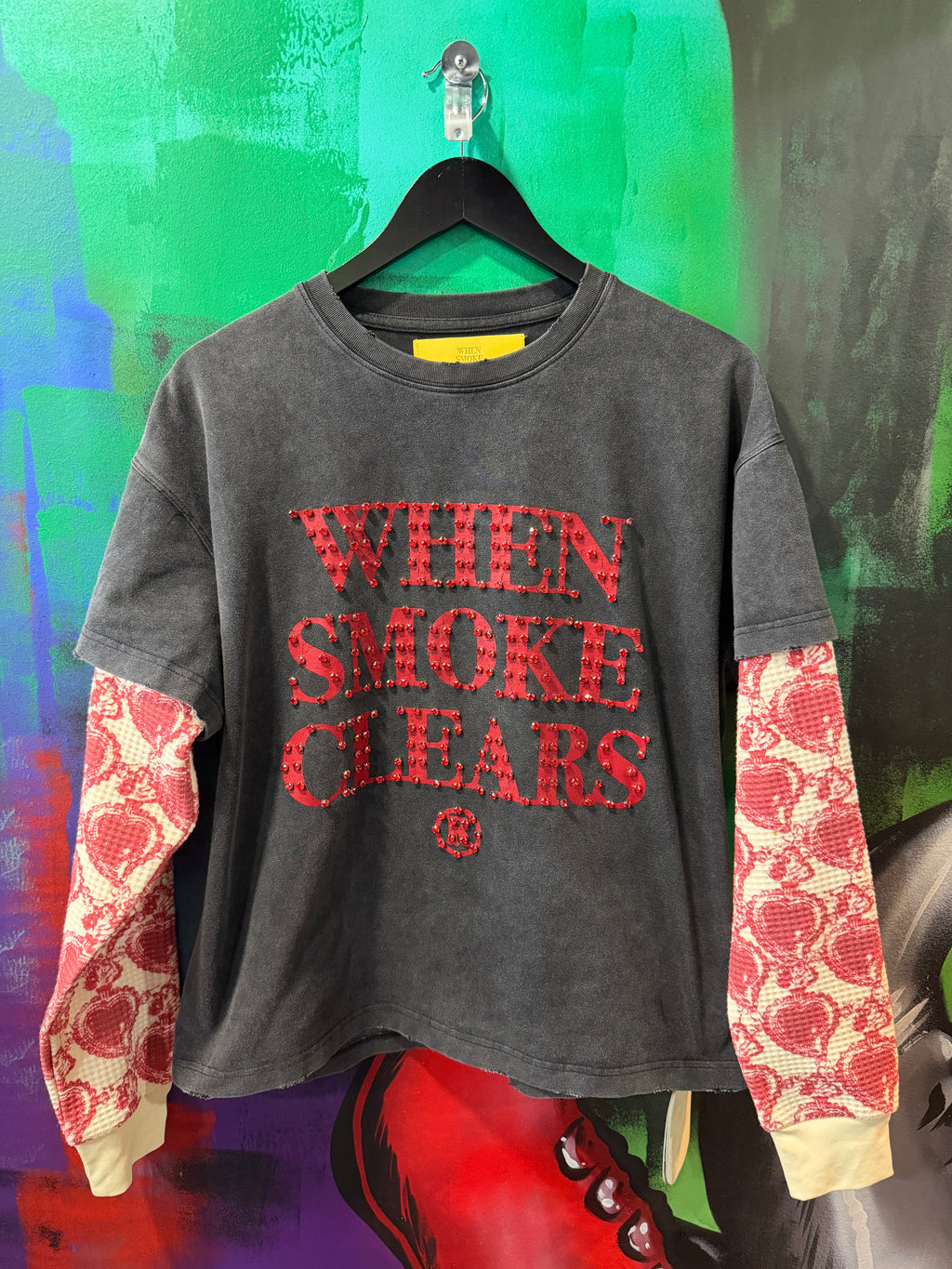 When Smoke Clears Diamond Logo Thermal Black/Red Longsleeve