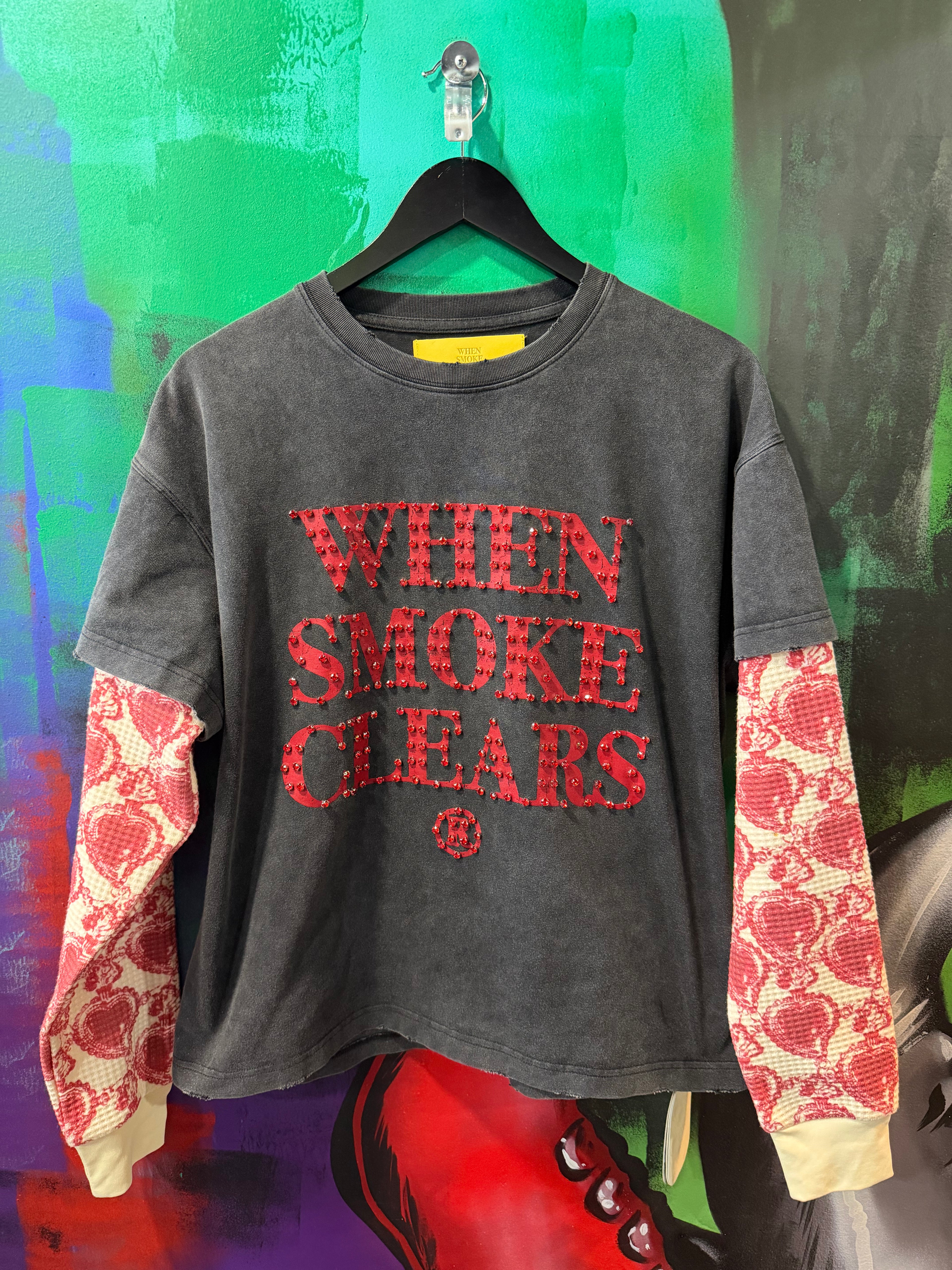 When Smoke Clears Diamond Logo Thermal Black/Red Longsleeve