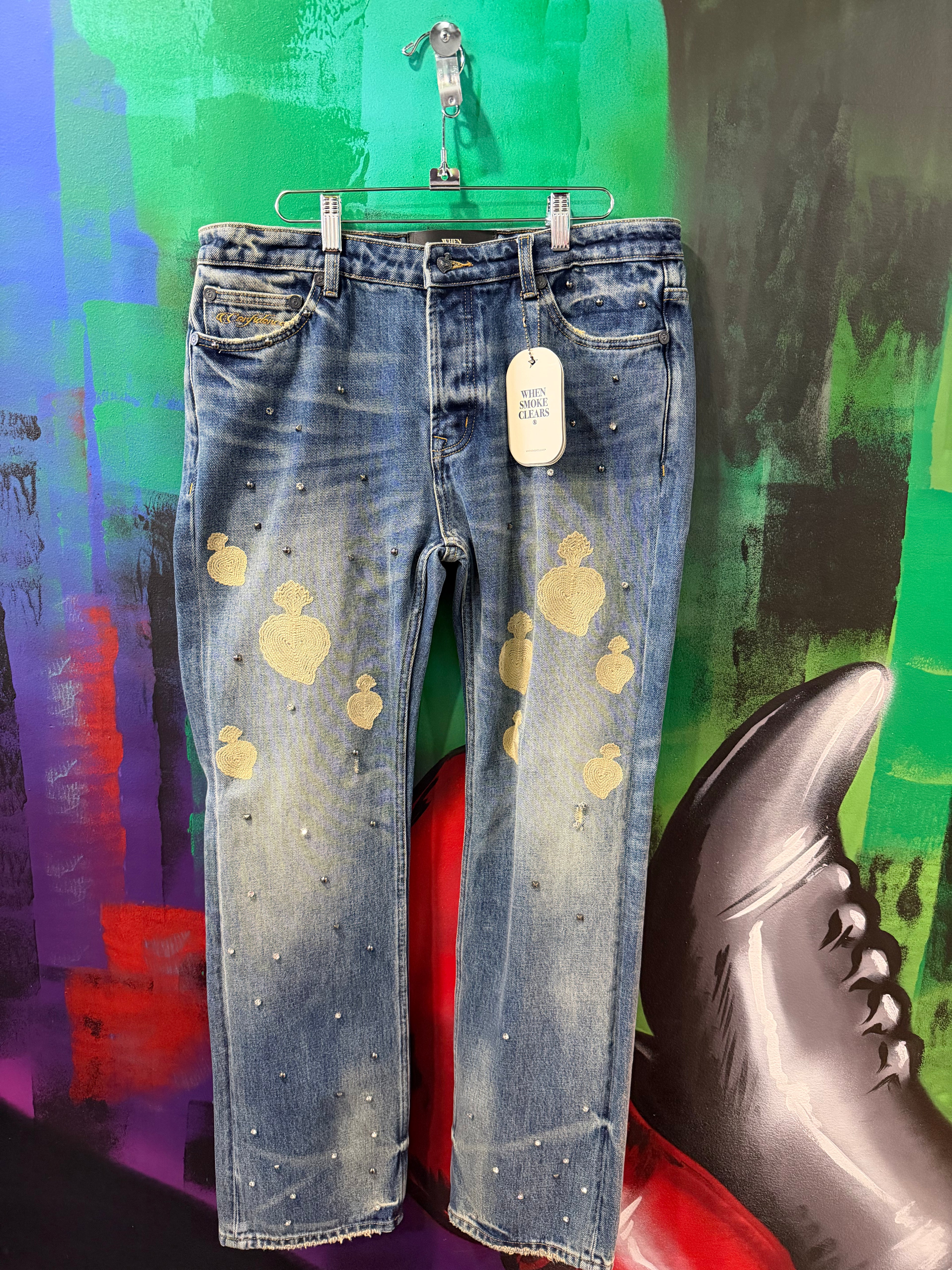 When Smoke Clears Light Wash / Tan Jeans