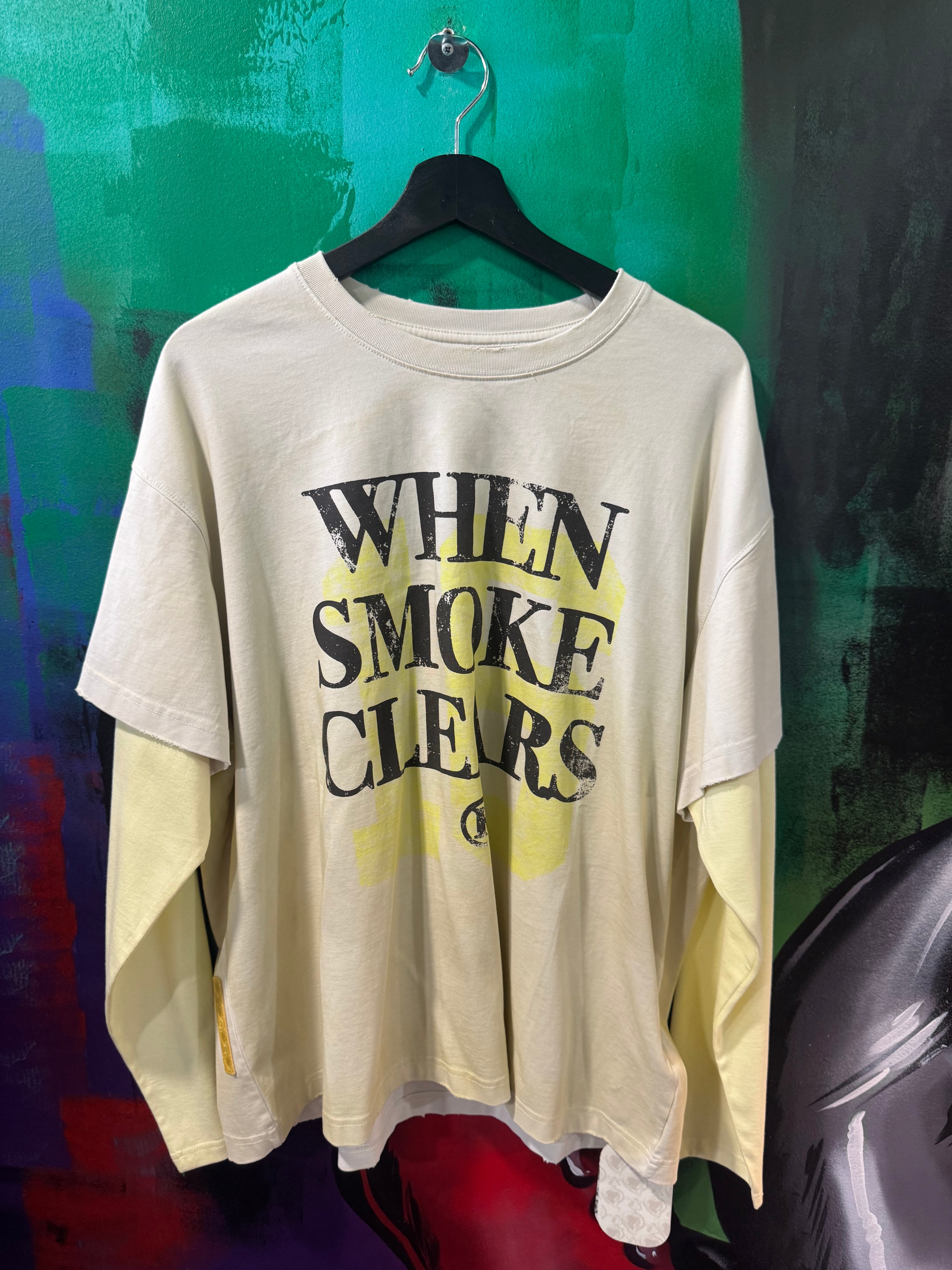 When Smoke Clears VTG White/Black Longsleeve Tee