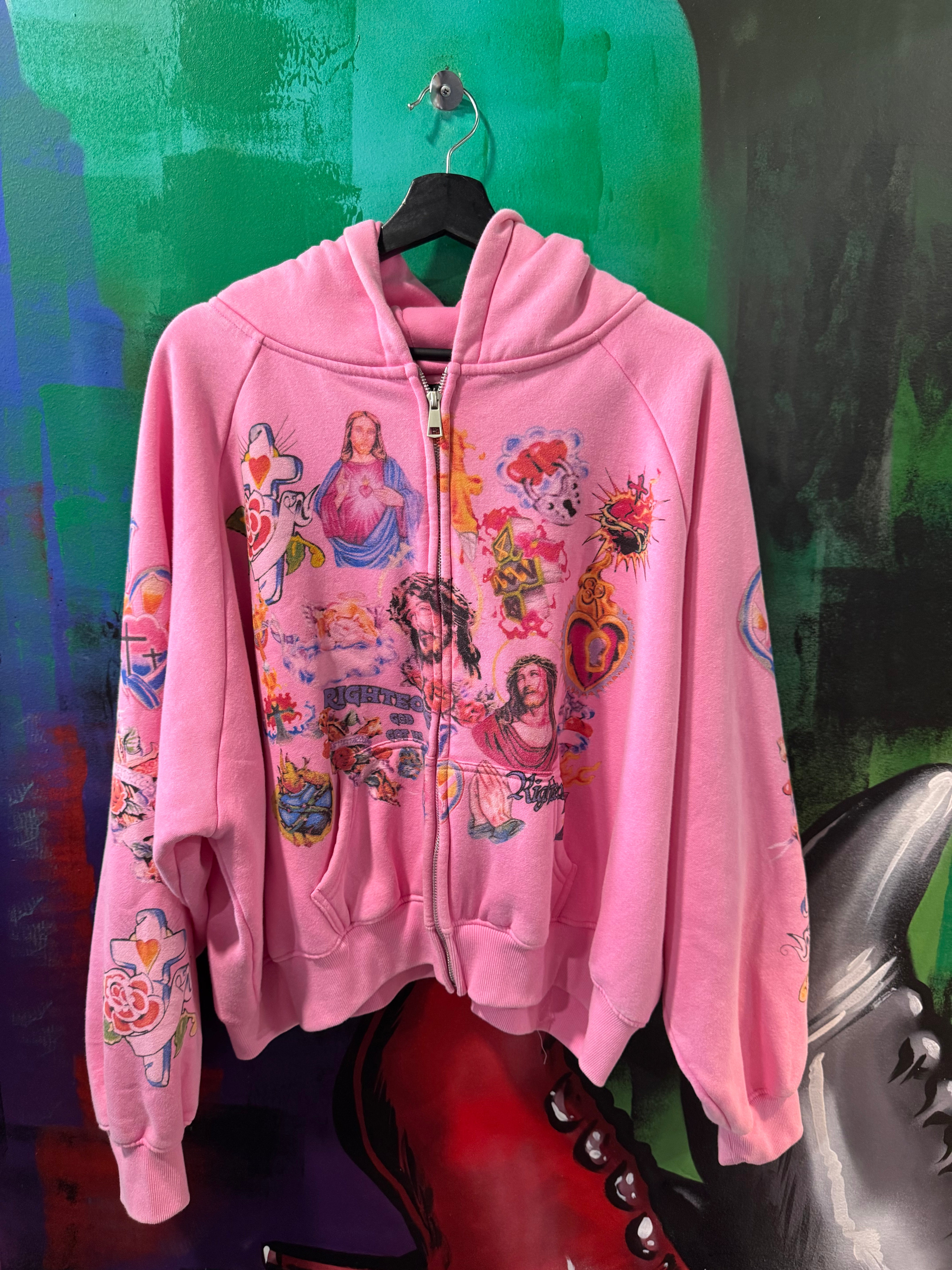We Are Righteous "Risen King" Pink Zip Up Hoodie