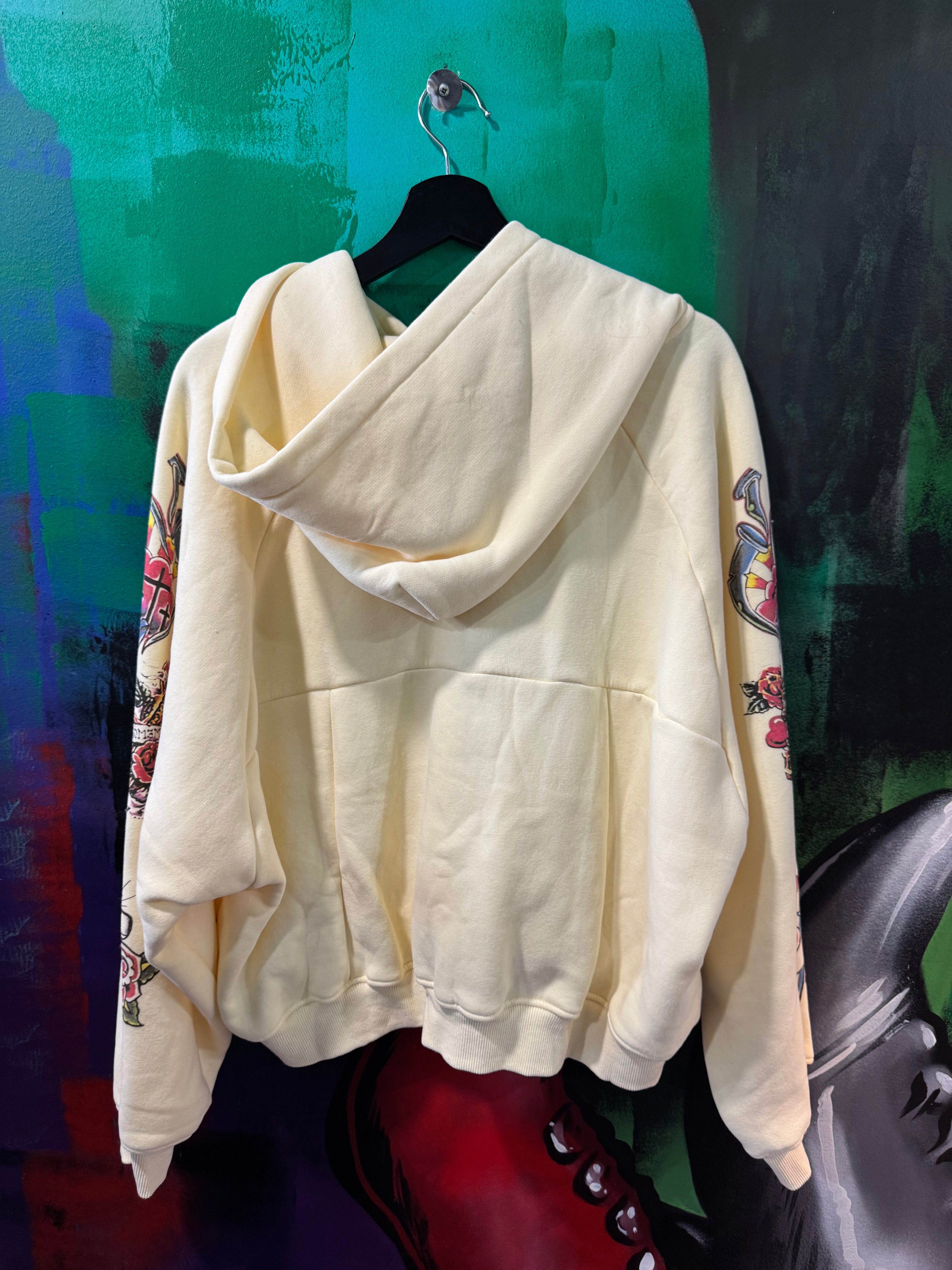 We Are Righteous "Risen King" Cream Zip Up Hoodie