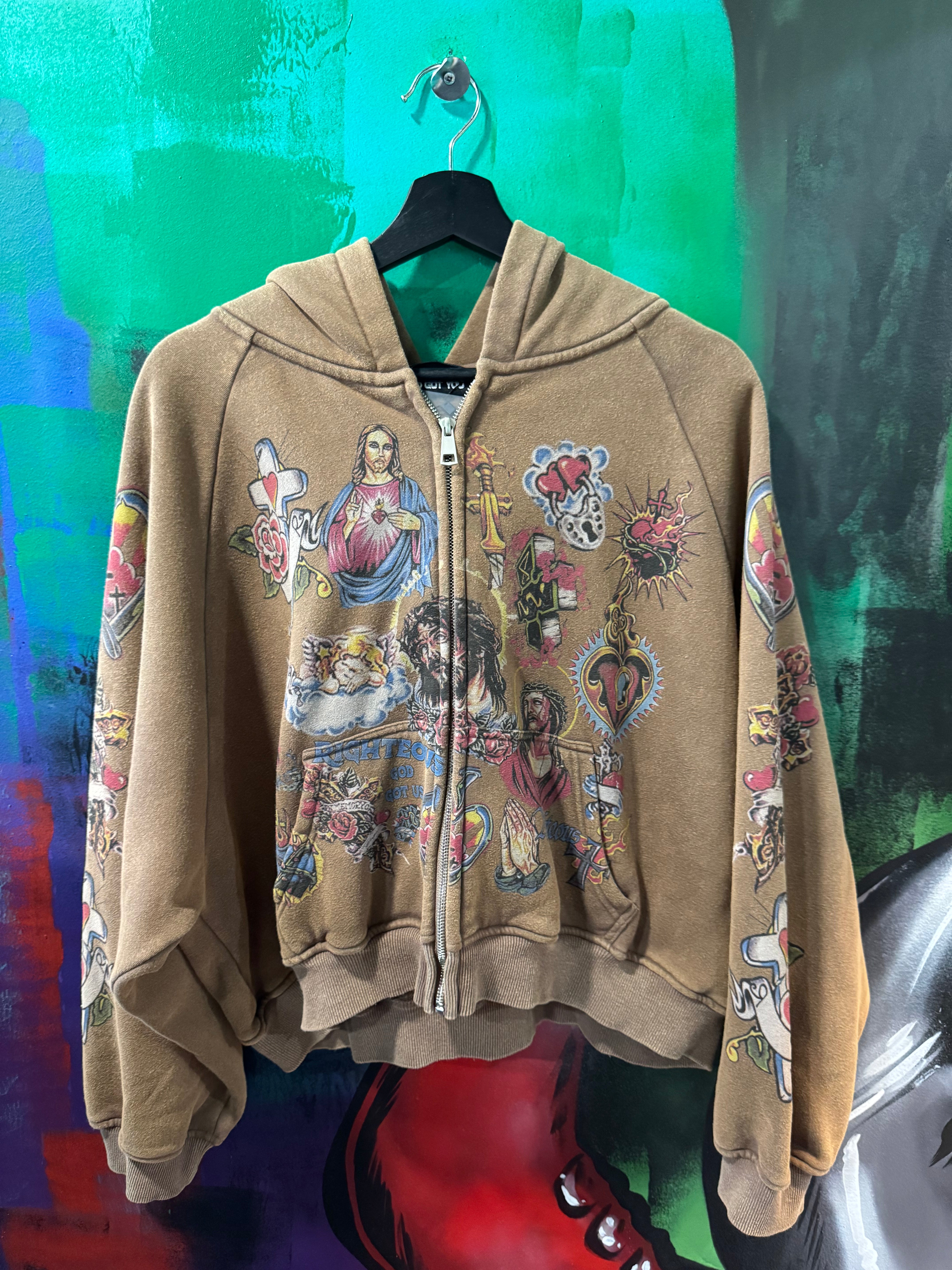 We Are Righteous "Risen King" Brown Zip Up Hoodie